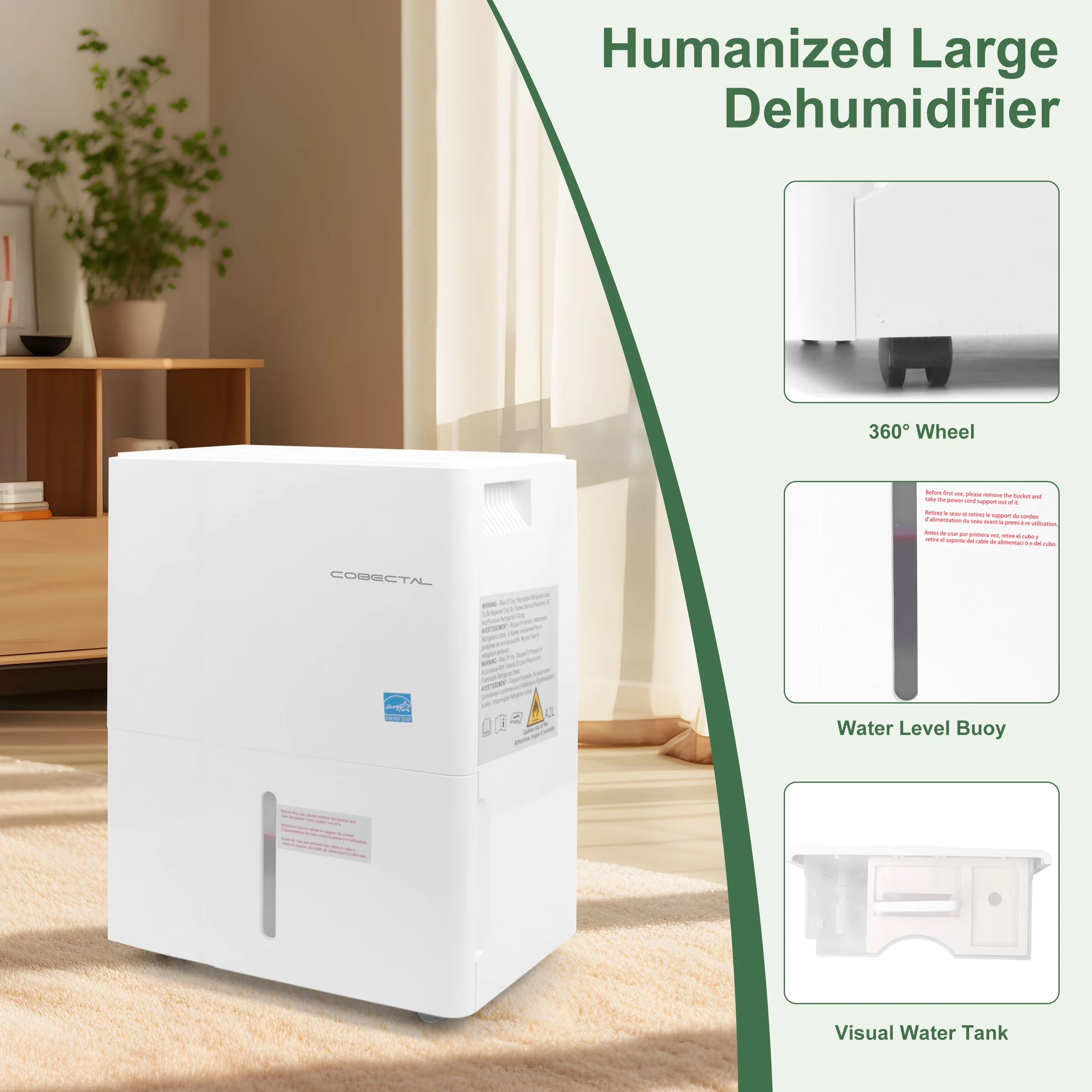 Reliable Dehumidifier with Adjustable Humidistat, Energy Efficient, Automatic Shut-Off - White Model 10A18A
