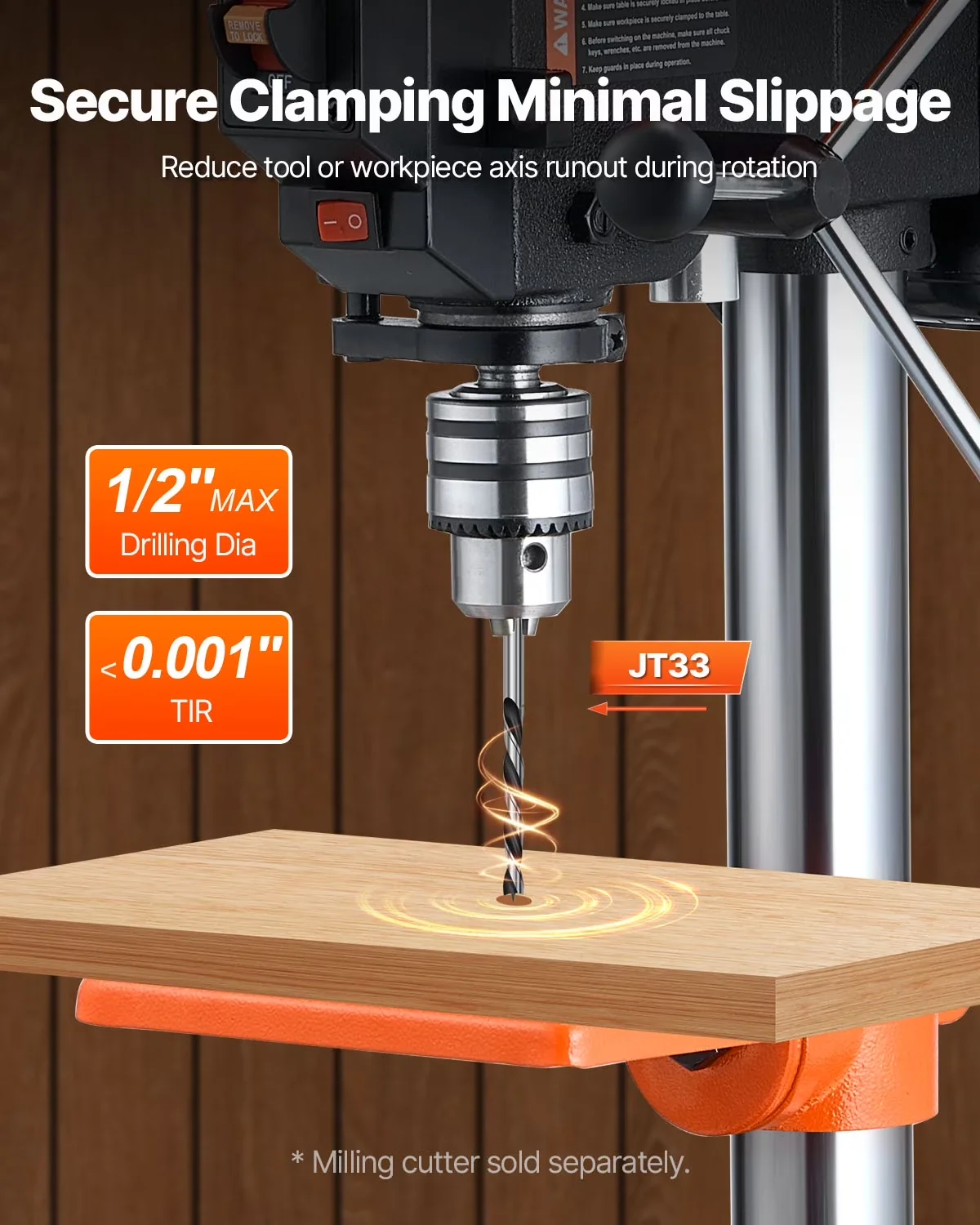 Compact Woodworking with LED, Adjustable, 8-inch Bench Drill Press - Black Model 1E9ECA