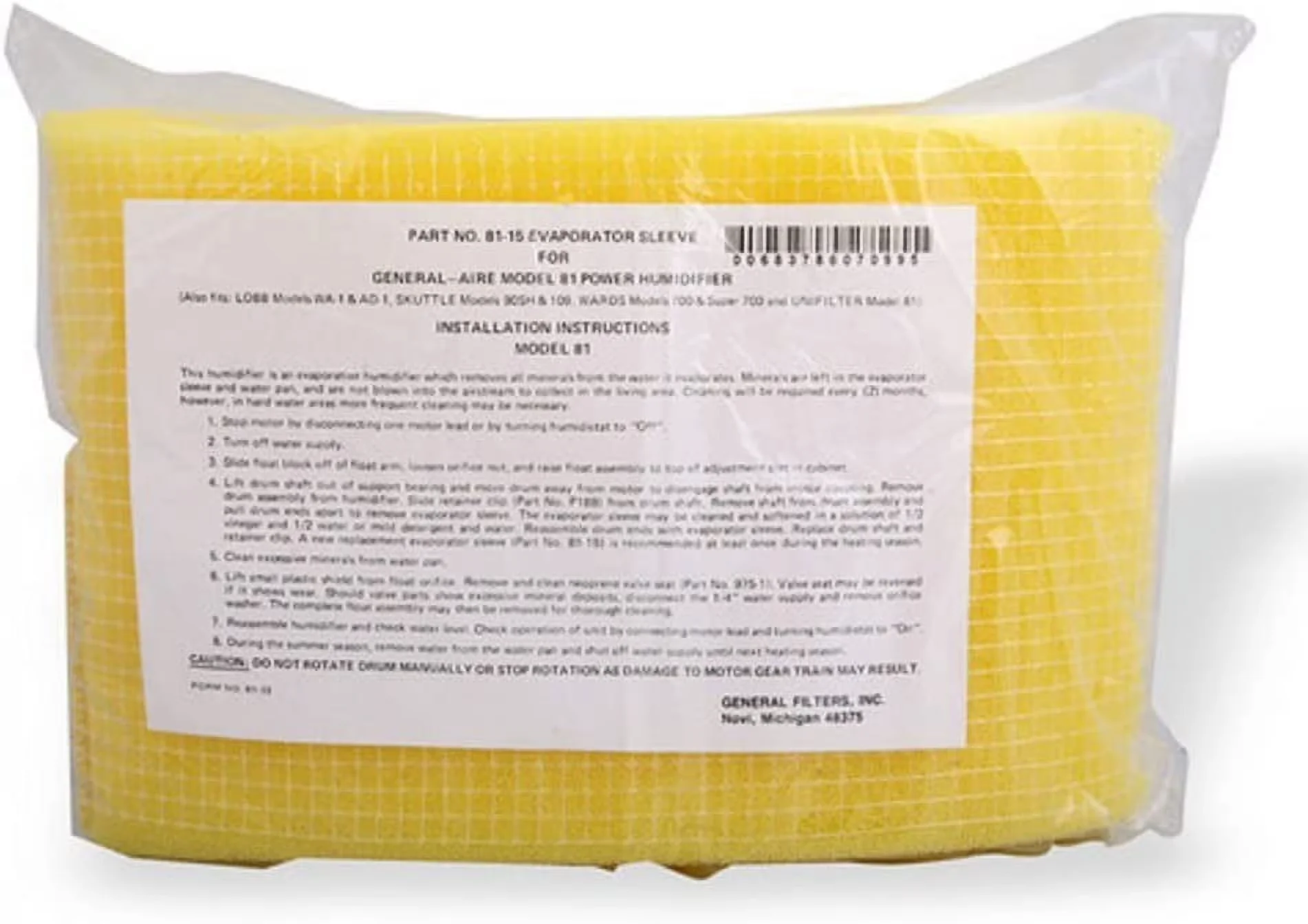 Humidifier Quality with Easy replacement, Absorbs water for evaporation, Humidifier water panel - Minerals Model 37E0C8