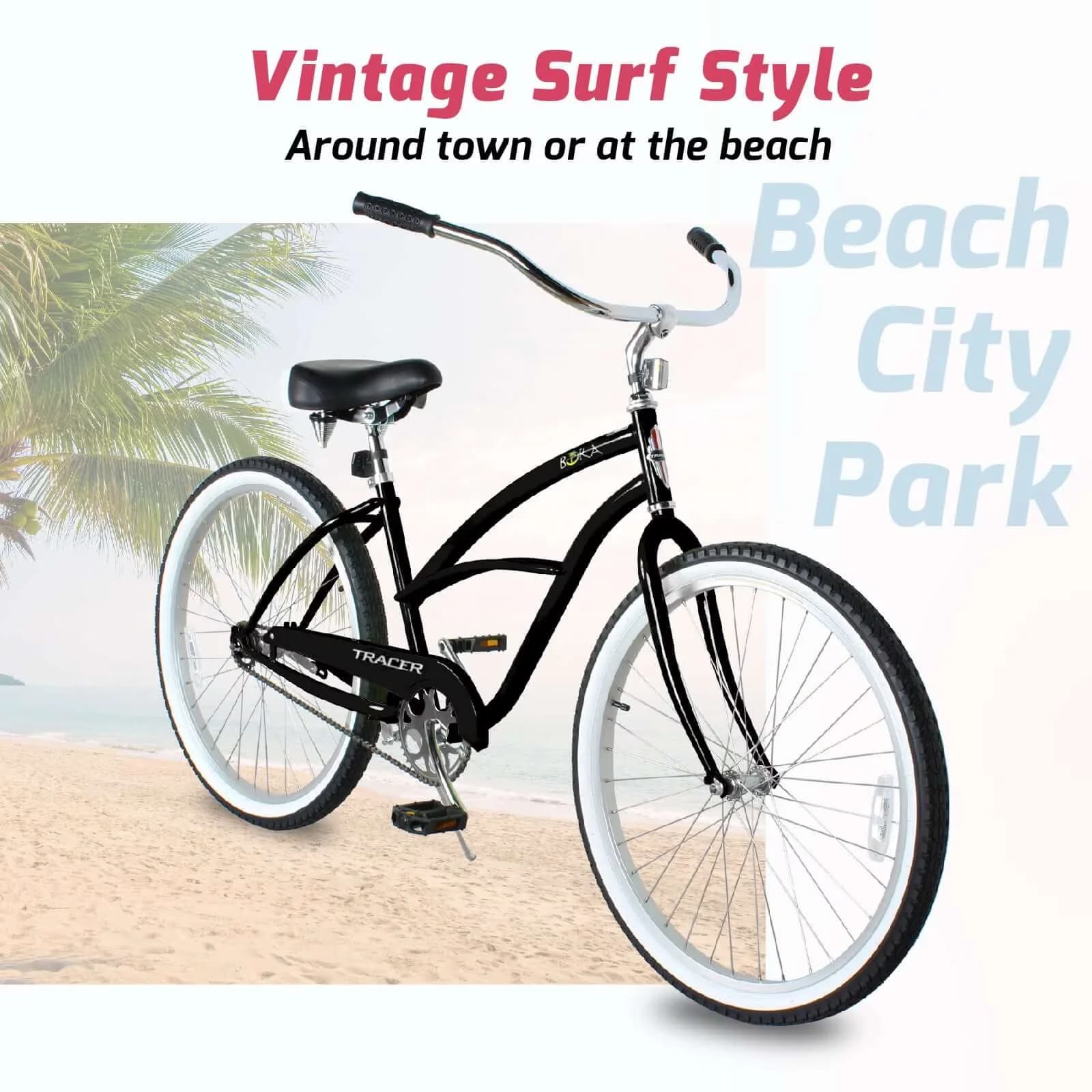 Cruiser Bike Innovative with Adjustable Seat Height, Lightweight, 1 Speed - Matte Black Model 0B1E06