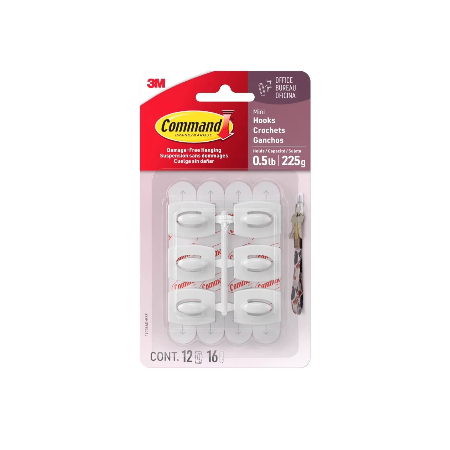 Compact Damage-Free Hanging with Easy Installation, Wall-Mountable - White Plastic Model C9AC6D