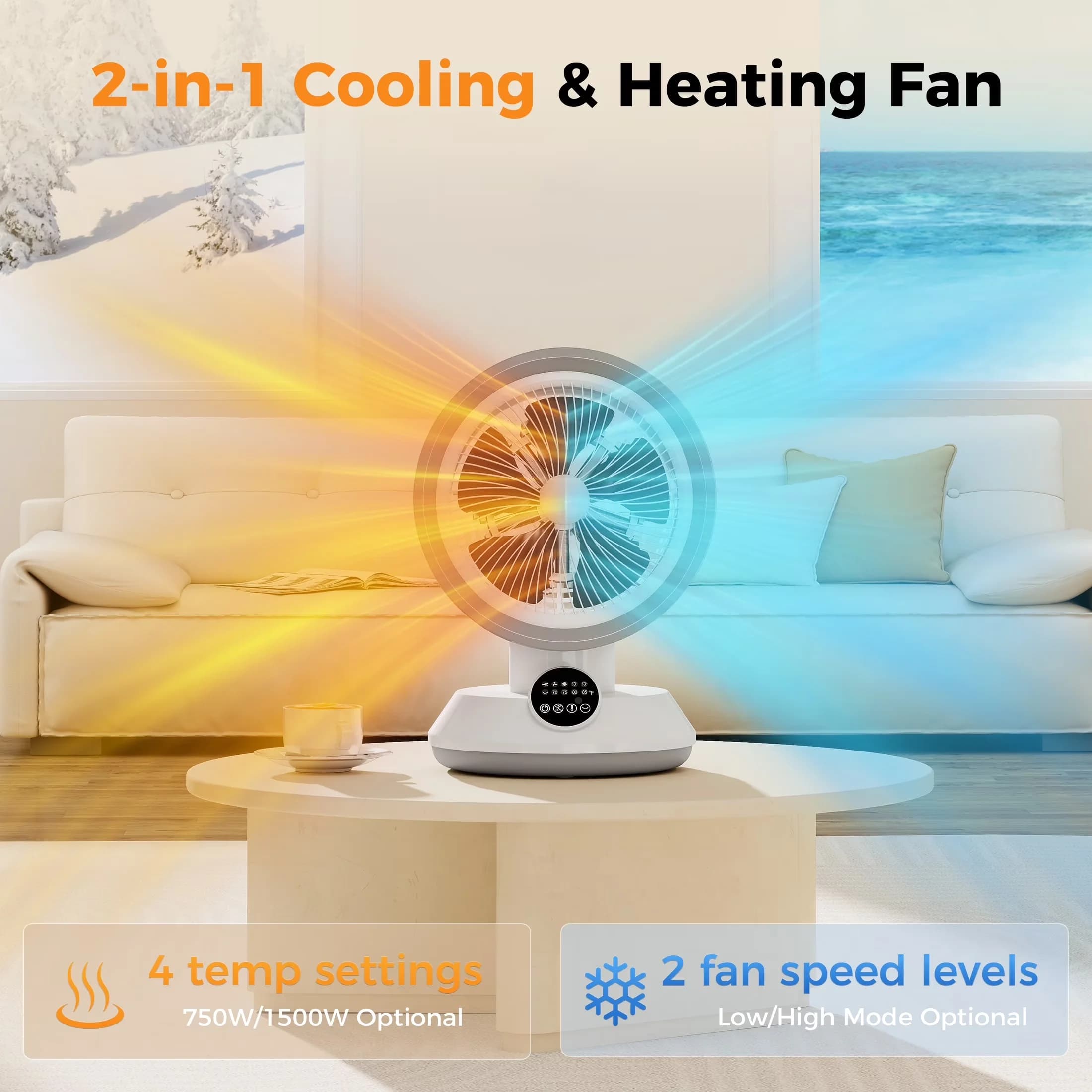 Portable And Electric Space Heater Innovative with 1500W, Oscillating, Temperature Controlled - White Model 97BD87