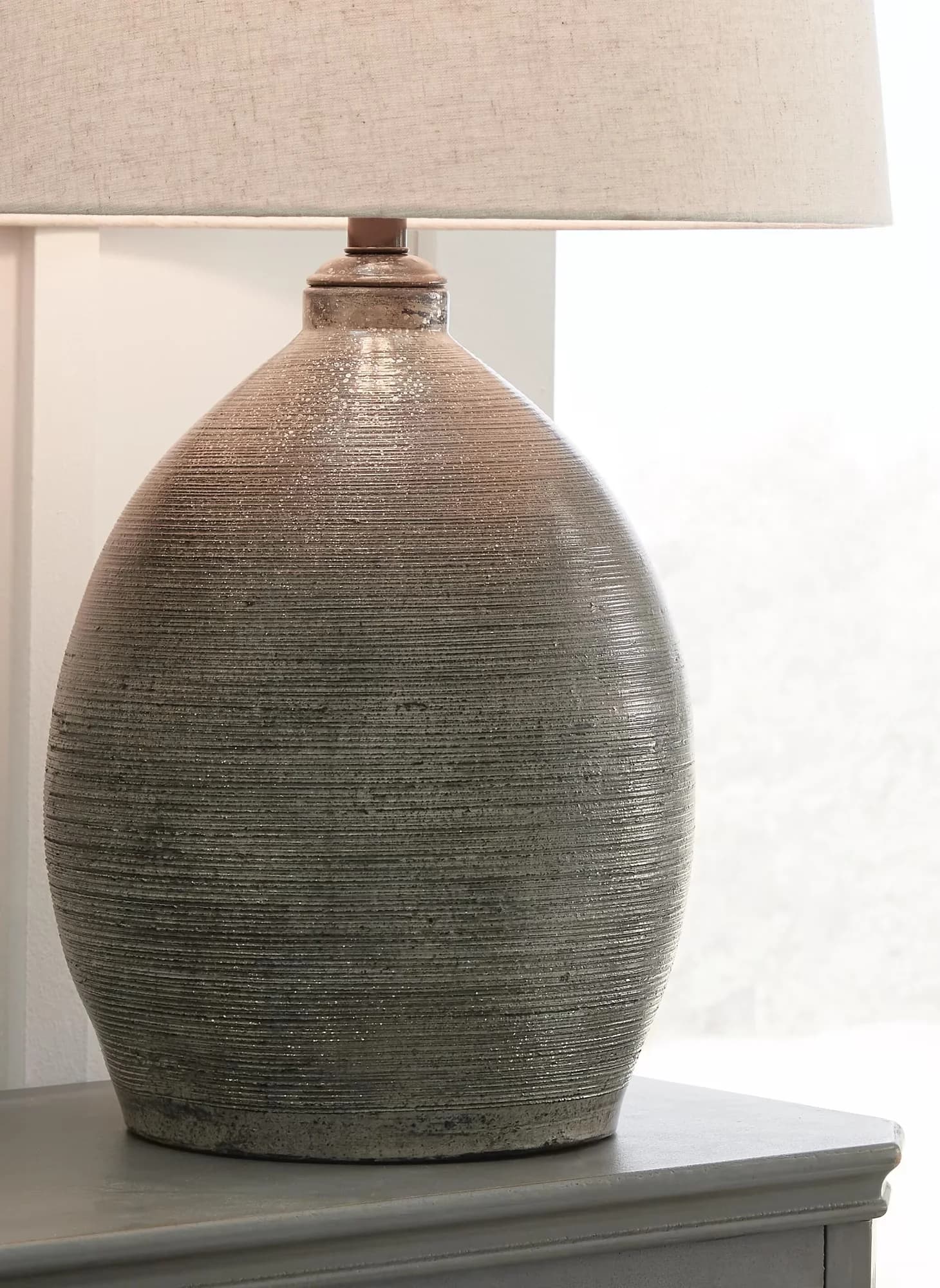 Modern Table Lamp with Incandescent, Modern, Eclectic - Gray Terracotta Model F2E384