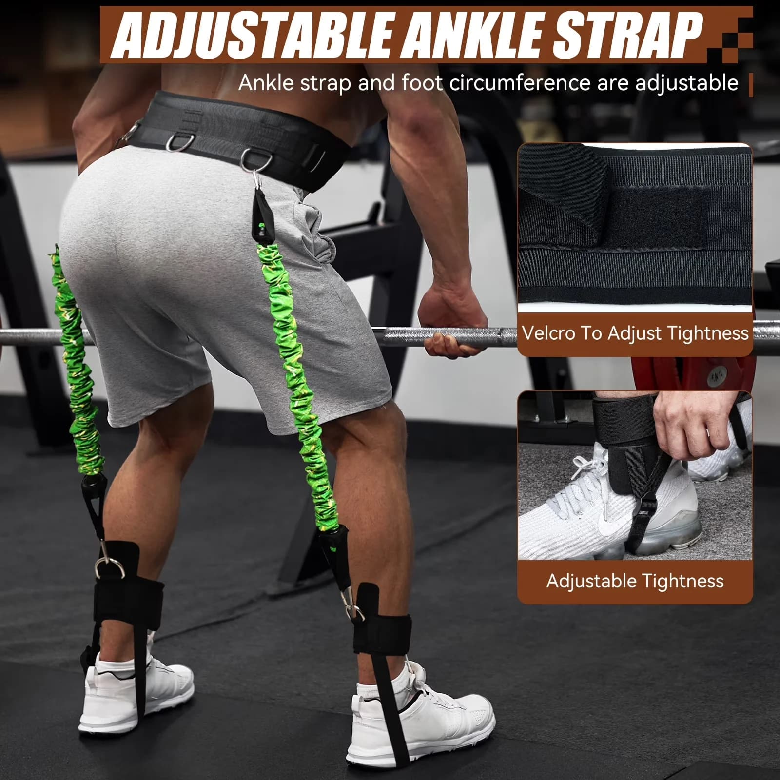 Home Gym Accessory Essential with Anti-Slip, Vertical Jumping Trainer - Green Tpe Elastic Tube Model 4DF250