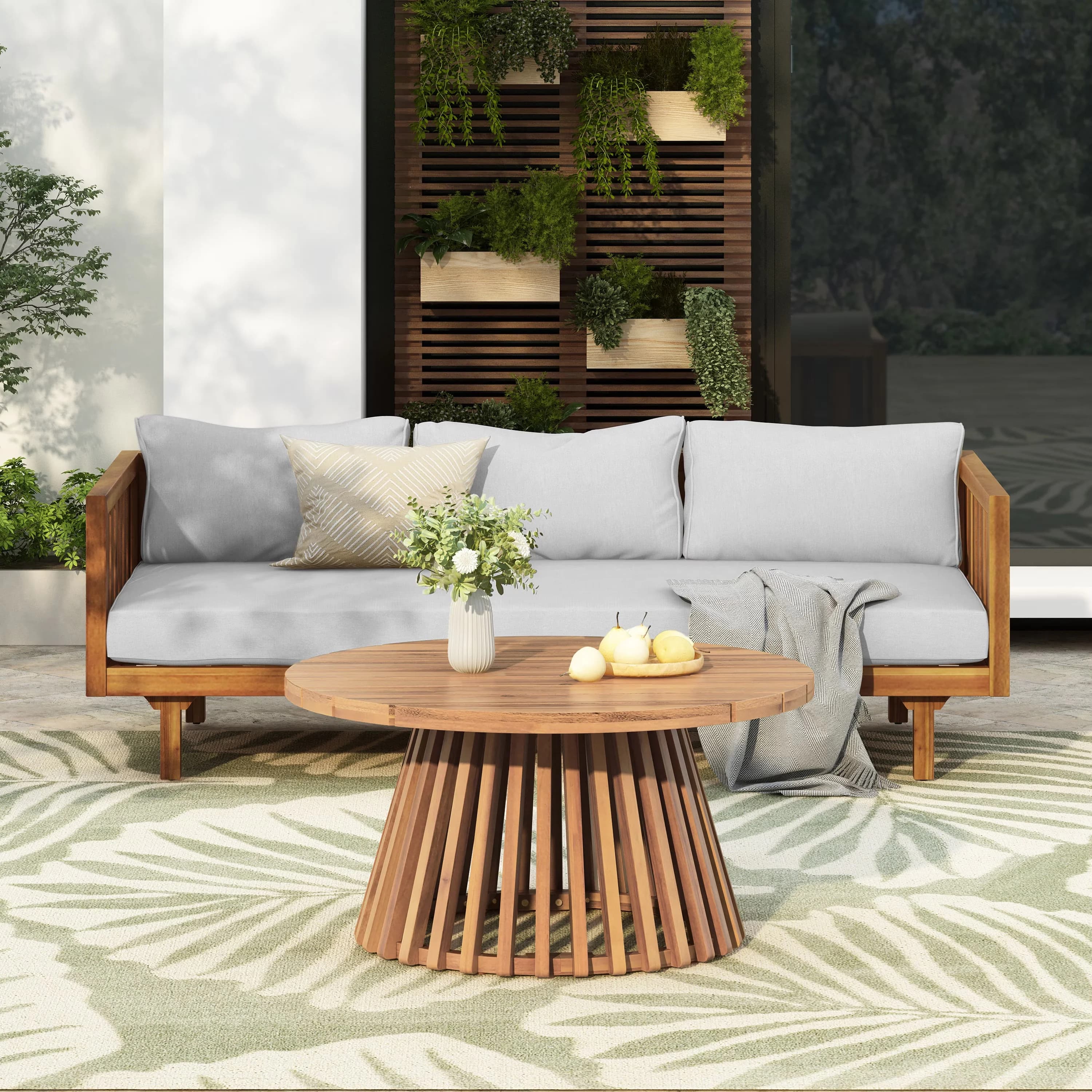 Efficient Outdoor Sofas Sectional with Patio Deep Seat Sofa, Table, Cushions - Brown for Garden Model C6BF82