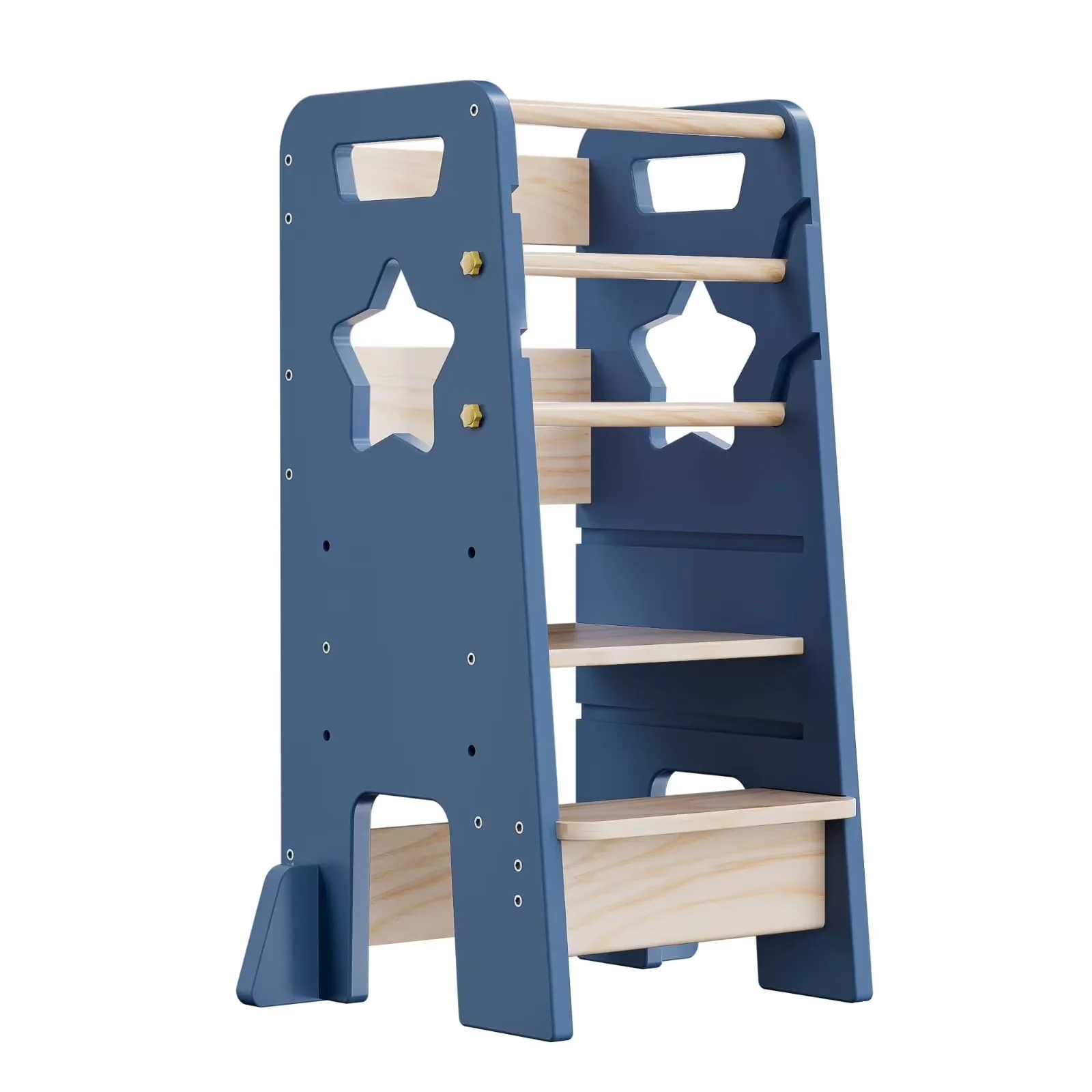 Ladders And Step Stool Modern with Adjustable Height, Toddler Standing Tower - Wood Blue Model 377974
