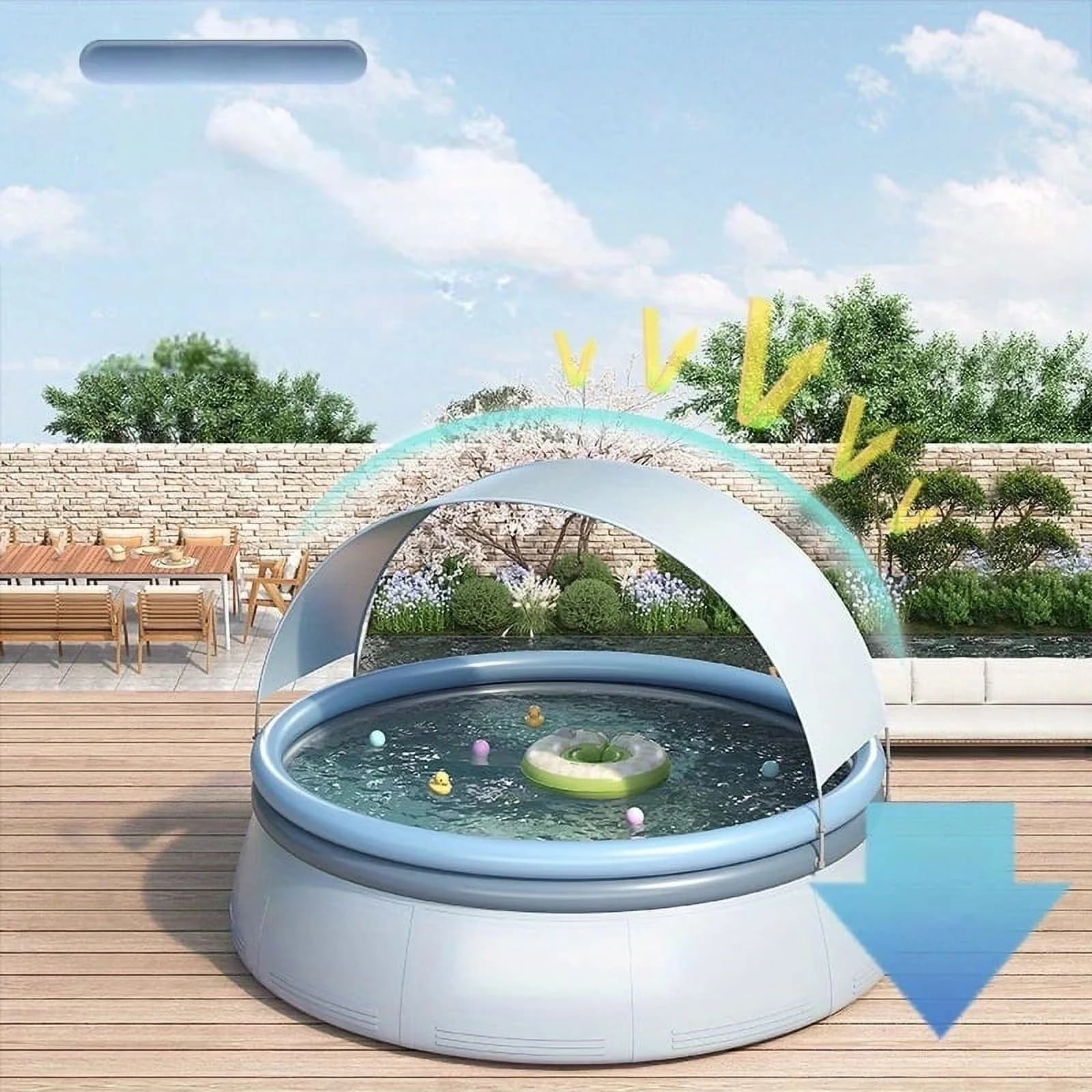 Modern Inflatable Pool with 12ft Extra Large Swimming - Gray - Heavy Duty Model 601455