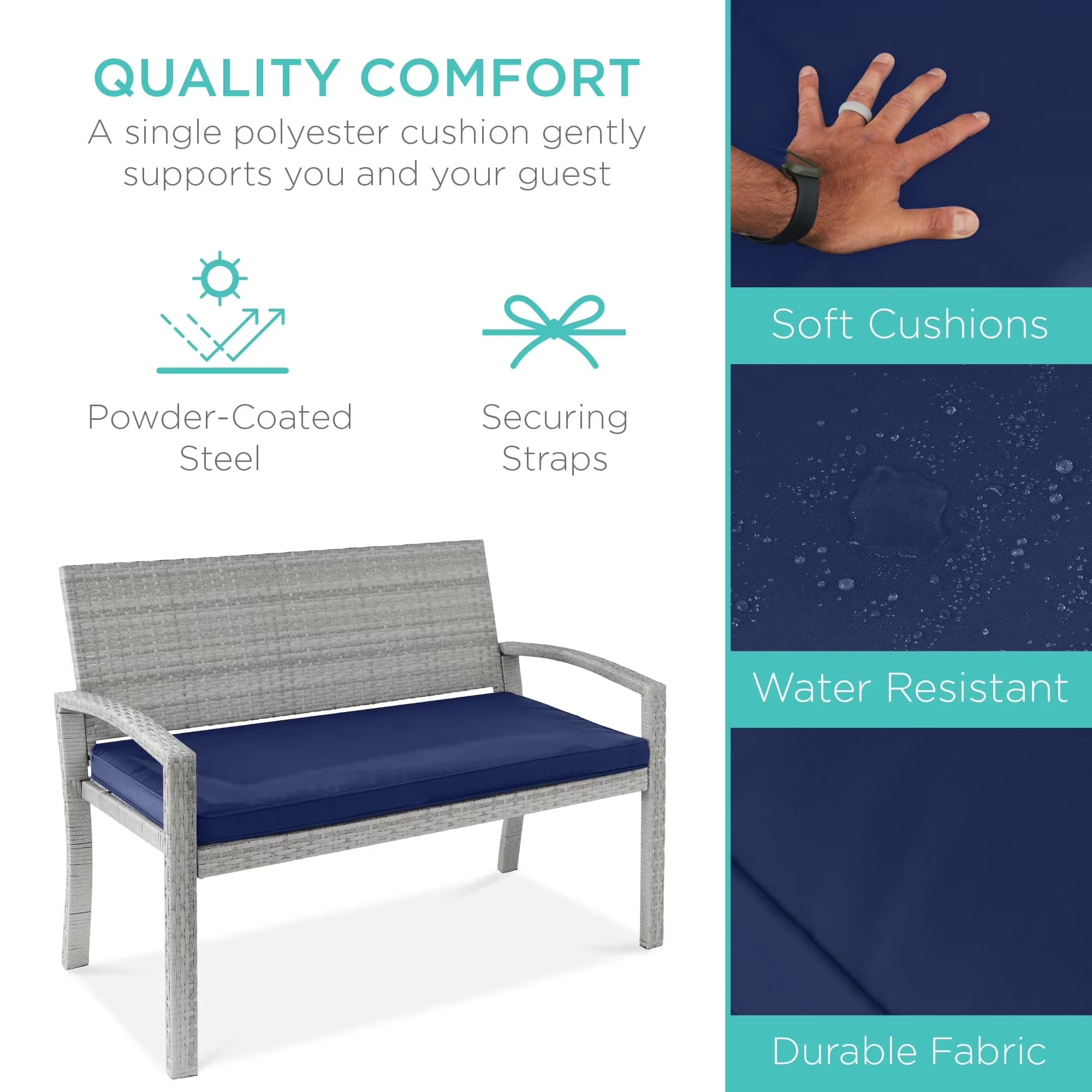 Innovative Patio Chair with Weather-Resistant, Gray/Navy - Steel, Wicker Gray Model 5A1F14