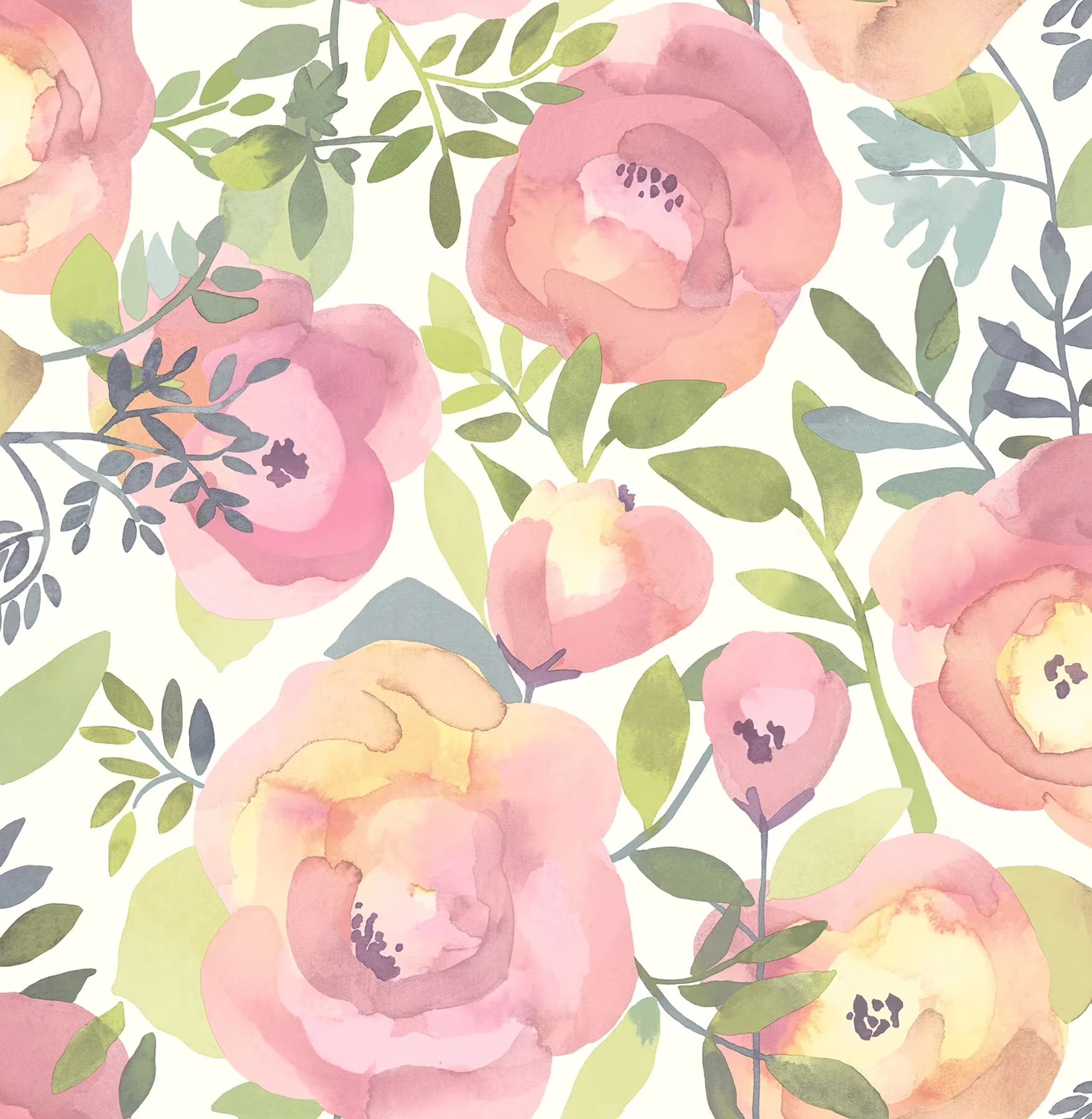 Efficient Wallpaper with Removable, Vintage inspired floral pattern, 31.2 sq. ft - Vinyl Pink Model 82633F