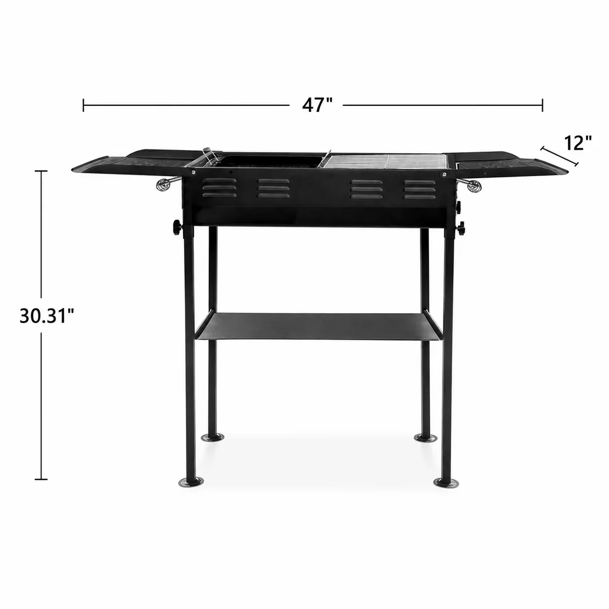Modern Charcoal Grill with Heat Thermometer, Outdoor Kabob BBQ - Iron;Stainless Steel Black Model AB8E4A