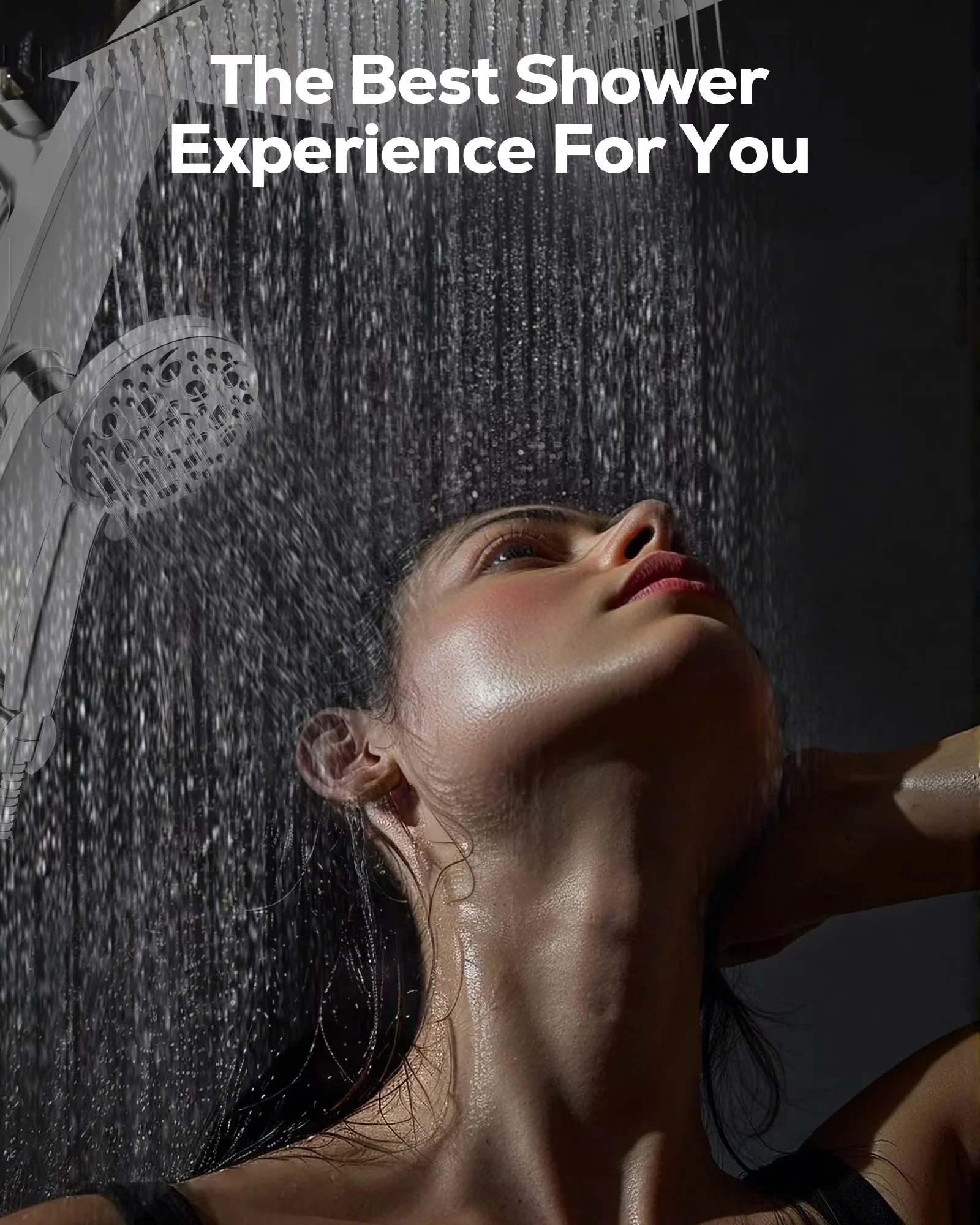 Sleek Shower Head with 360 Degree Swivel, New, 360° Degree Rotating Extension Arm - Stainless Steel Silver Model 87D7C7