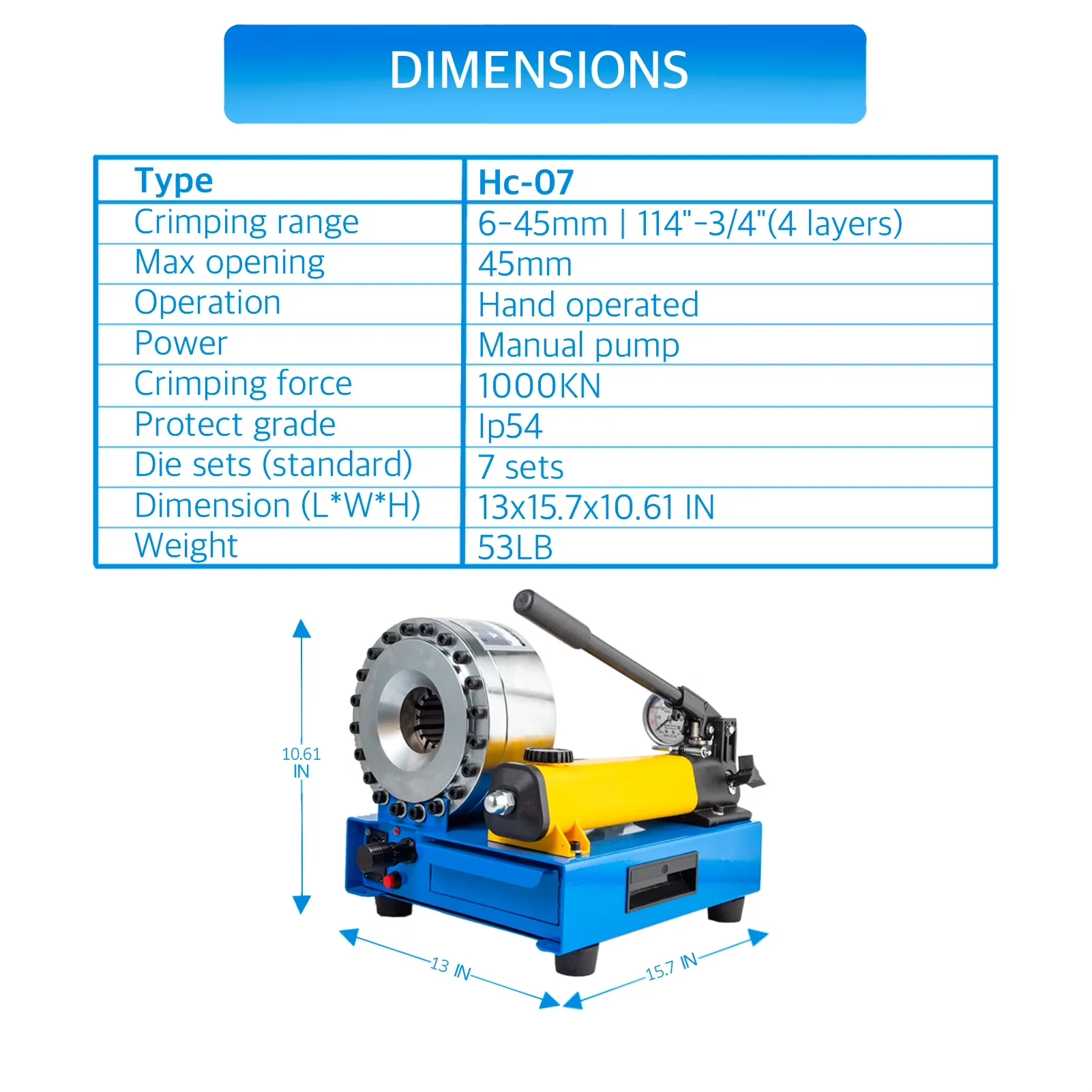 Woodworking Innovative with Easy To Operate, diameters 0.24""- 1""(8 Sets of Dies) - Blue 13.4" x 16.6" x 11" Model C7B9EC