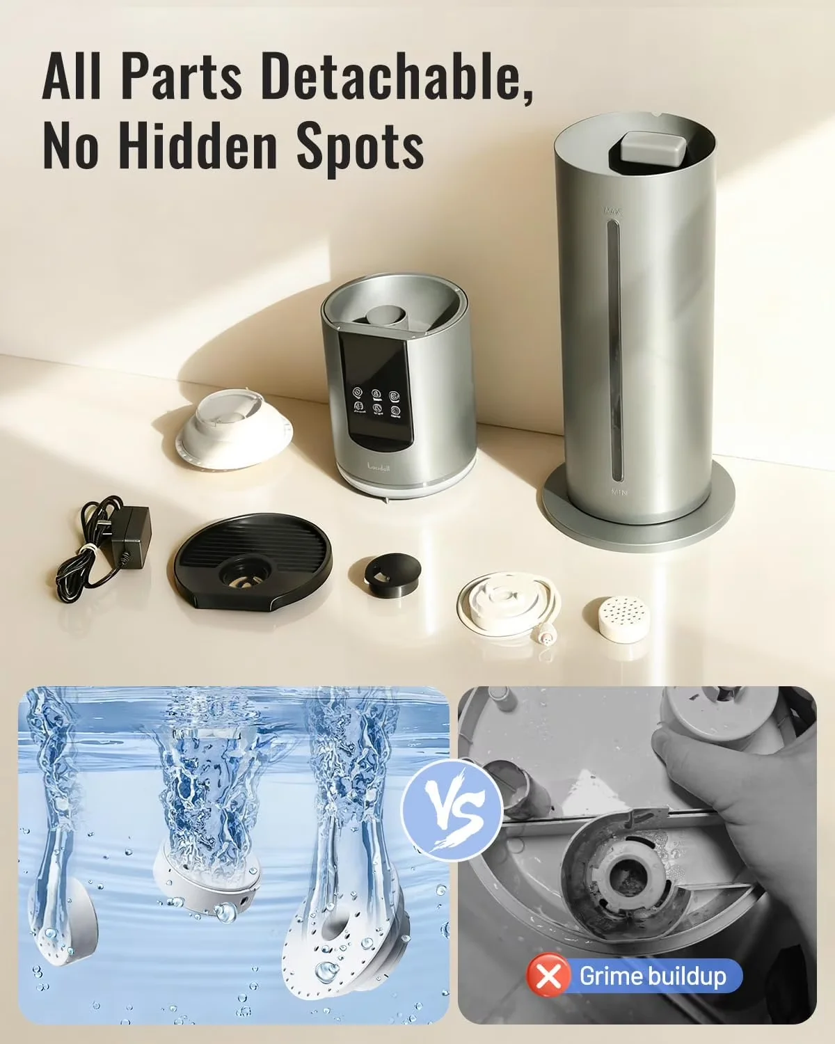 Humidifier Sleek with Water Level Indicator, Automatic Shut-Off, 8L Ultrasonic Cool Mist - Gray Model 62C584