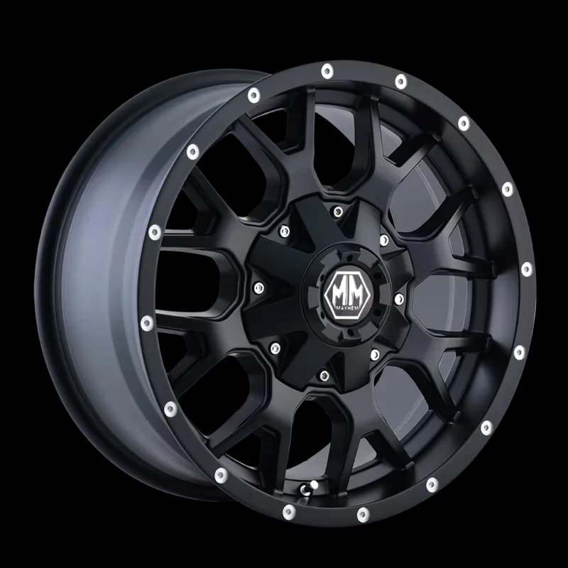 Stylish Wheels And Rim with WARRIOR (8015) MATTE BLACK, Mayhem may8015-8937MB - Aluminum Model 3C9142