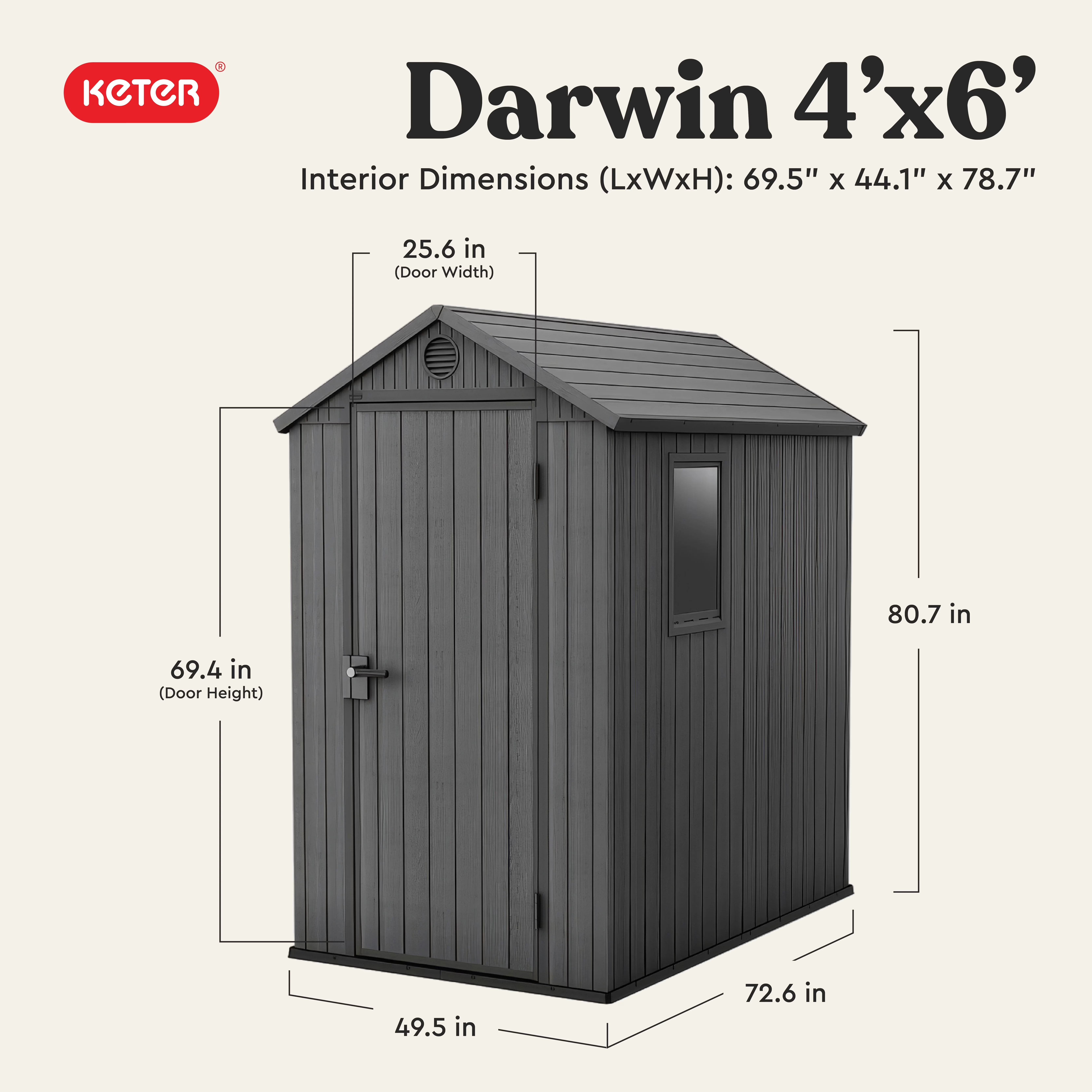Shed Versatile with Uv Resistant, Gray, 81"x73"x50" - Gray Resin Darwin Model 858F28