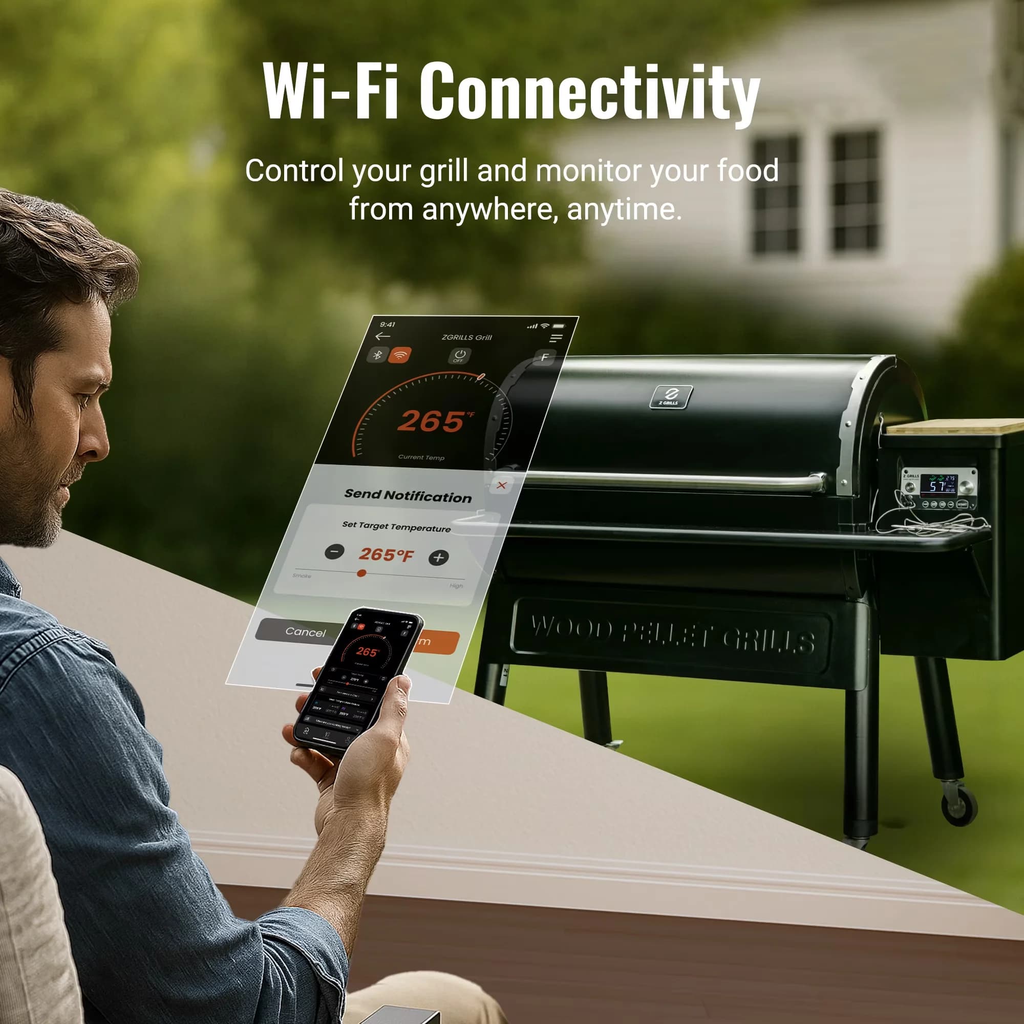 Smoker Modern with Adjustable Air Vents, Grease Pan, Warming Rack - Black Steel Model AFE41E