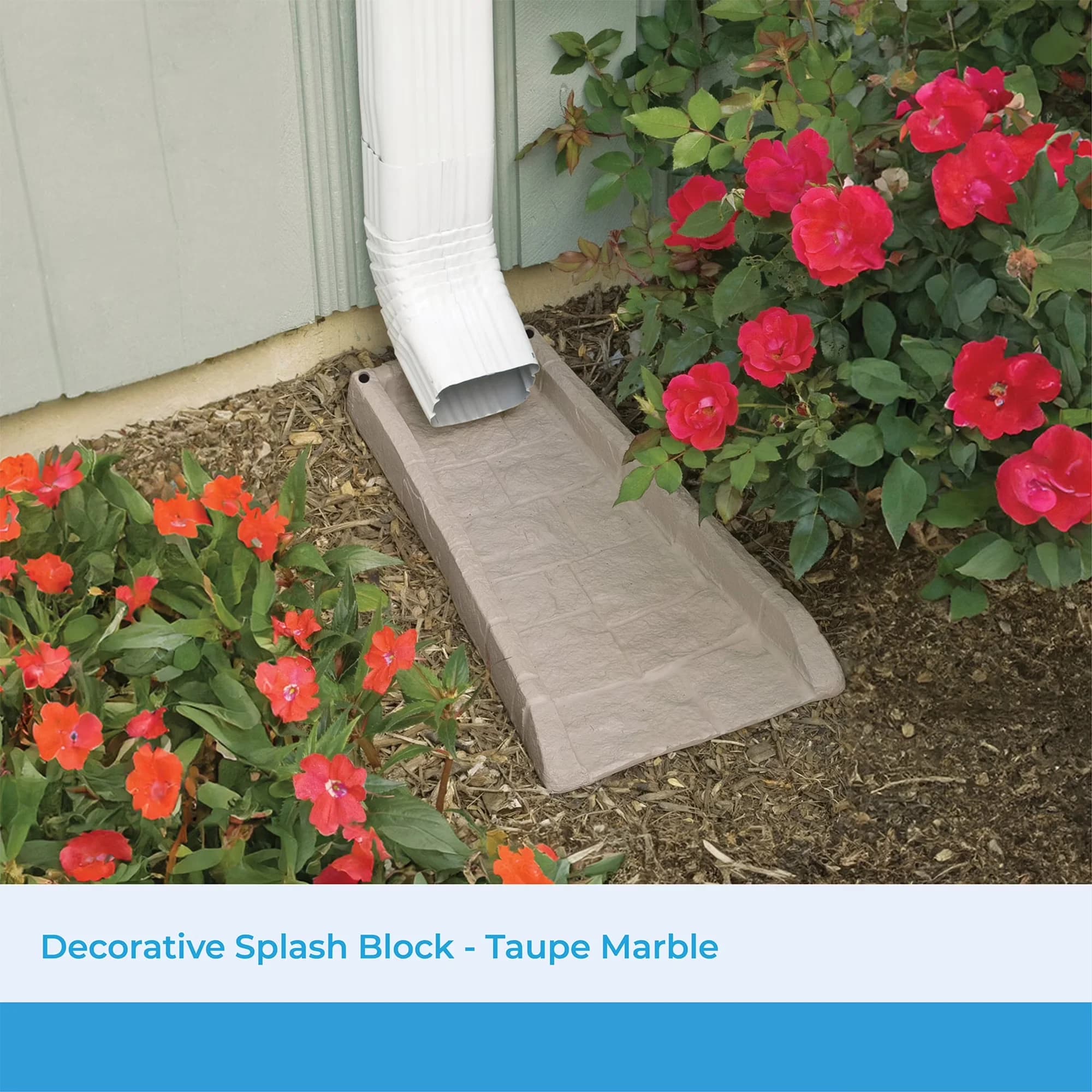 Innovative Building Material with Easy Installation, Decorative downspout splash block - Gray Plastic Model A35905