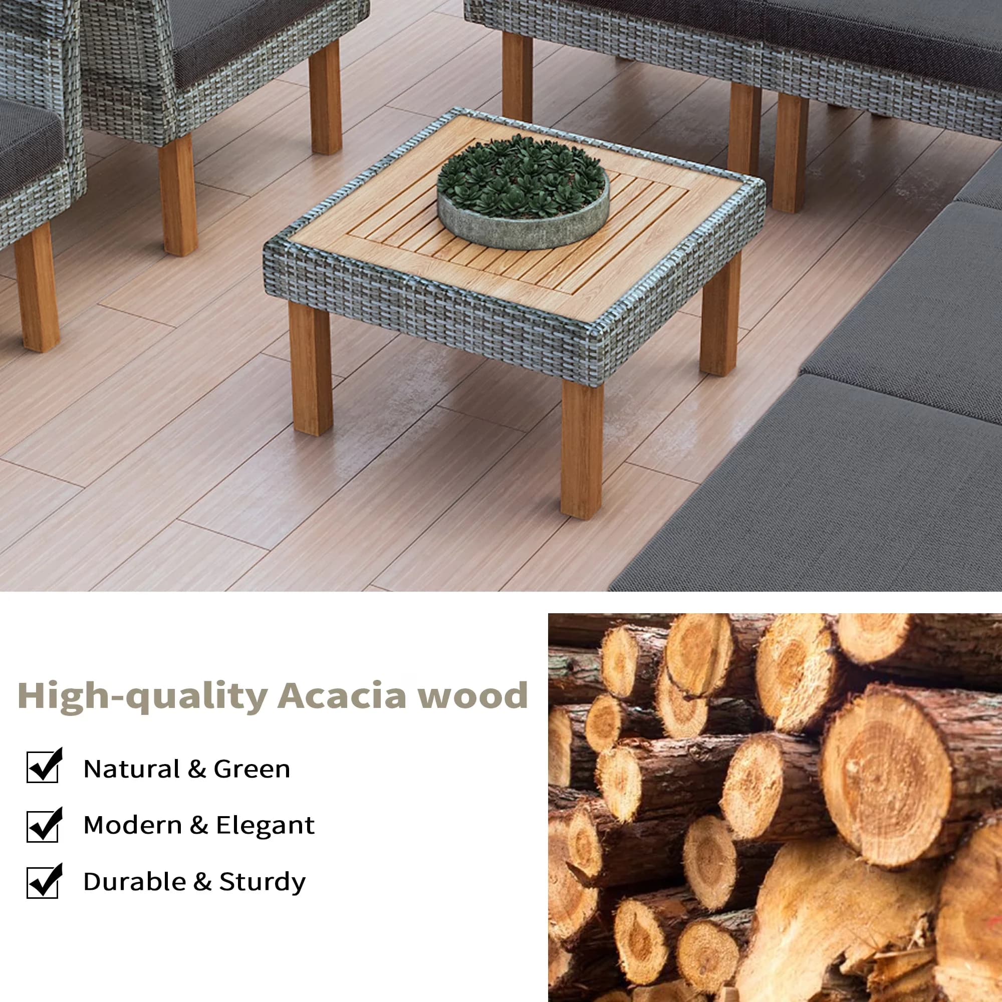 Sleek Outdoor Sofas Sectional with Weather-Resistant, Contemporary - Gray Wicker Model B8E545