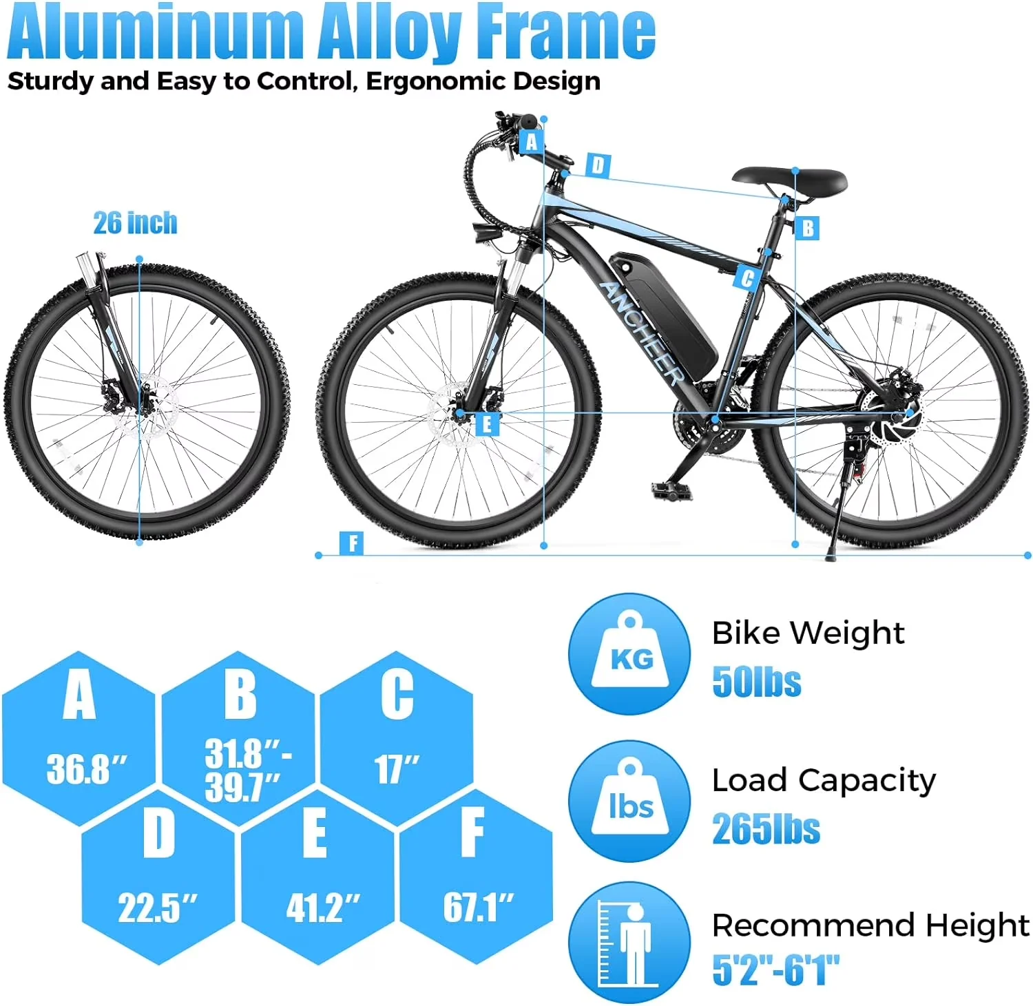 Electric Bike Compact with 500W, 48V, 26" - Durable Build Model 6A211C