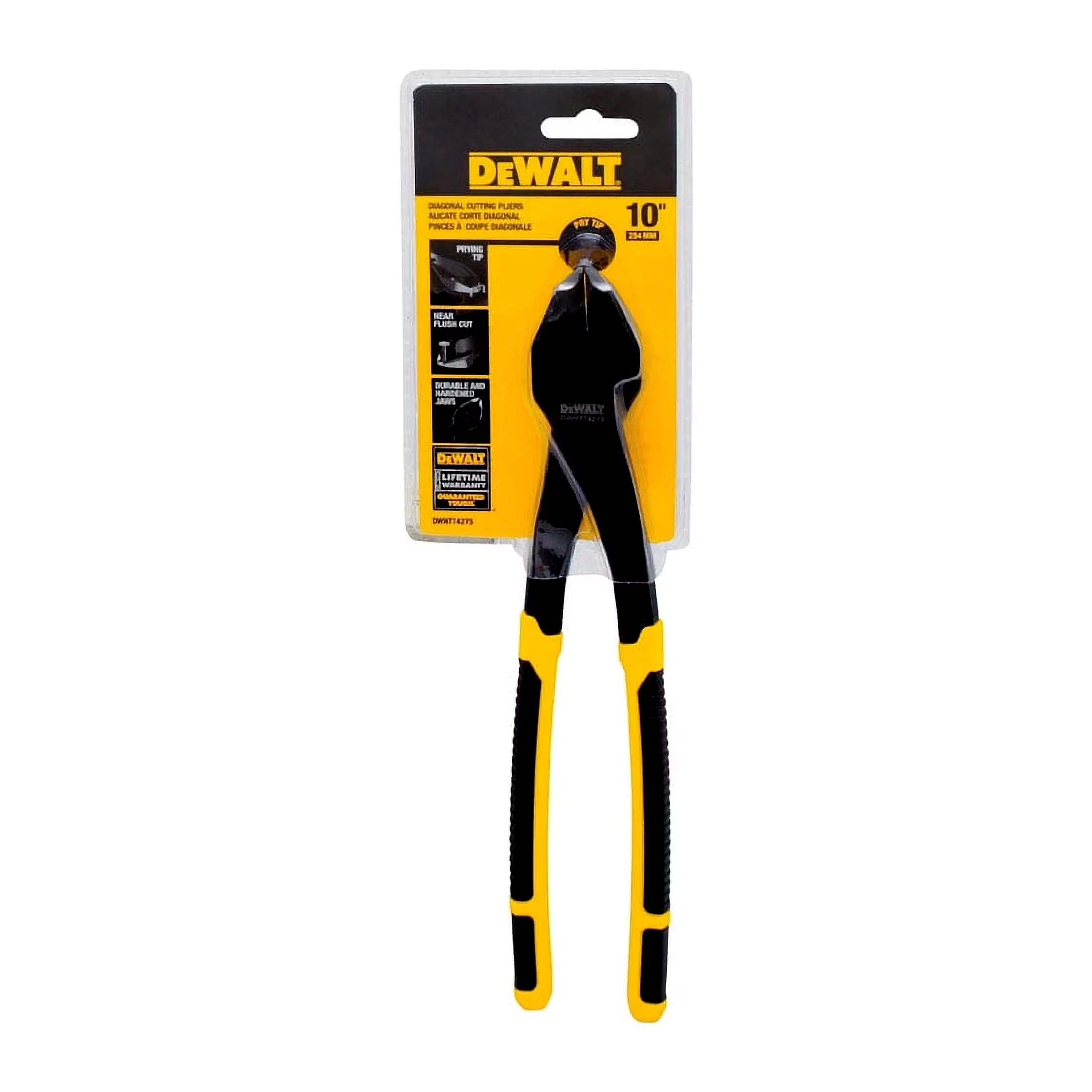 Reliable Hand Tool with Prying tip, Near flush cut, 10" Steel Diagonal Pliers - Yellow Model A6A8E4