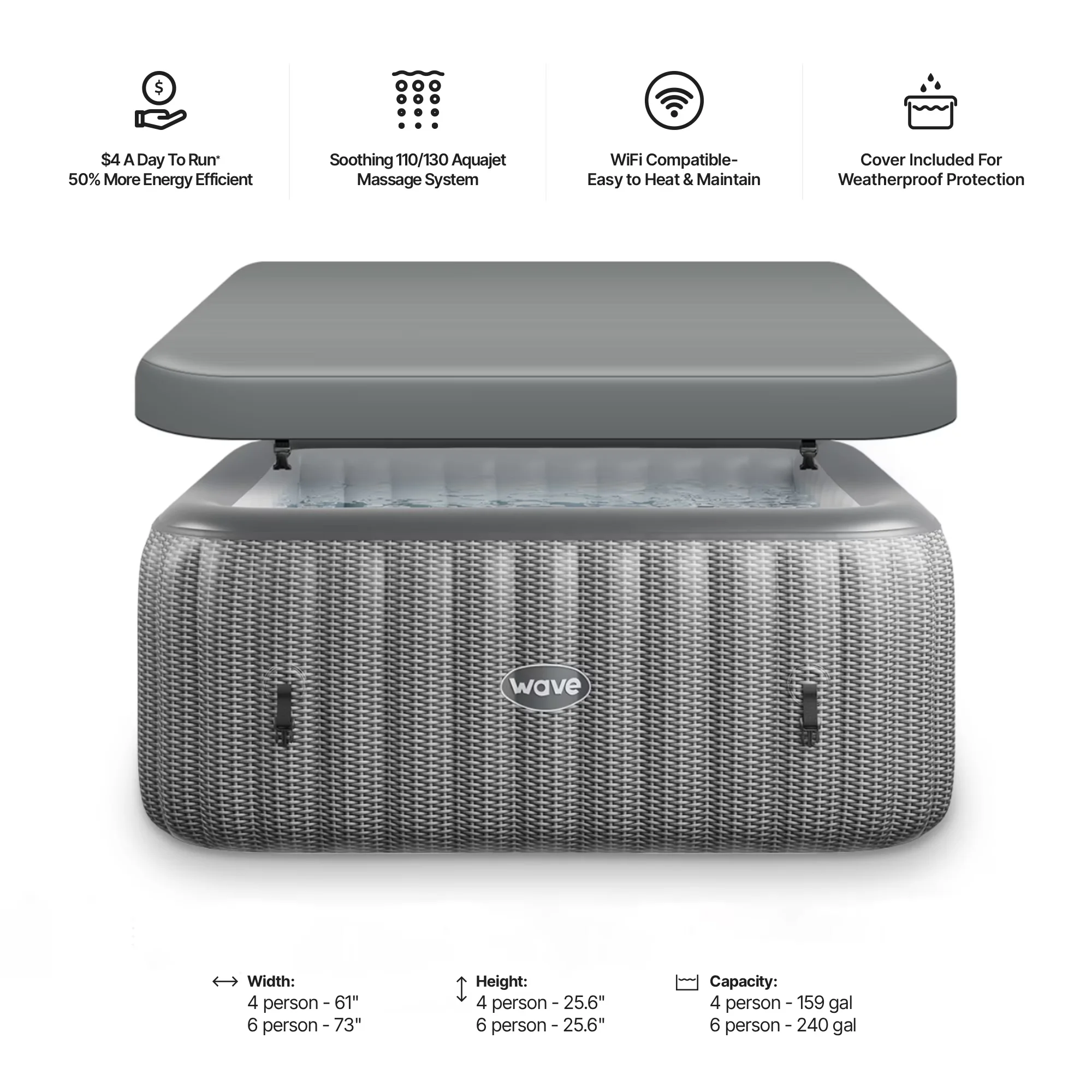 Durable Hot Tub with Uv Resistant, Insulated - Beige 130 - Compact and Portable Model EC61D9