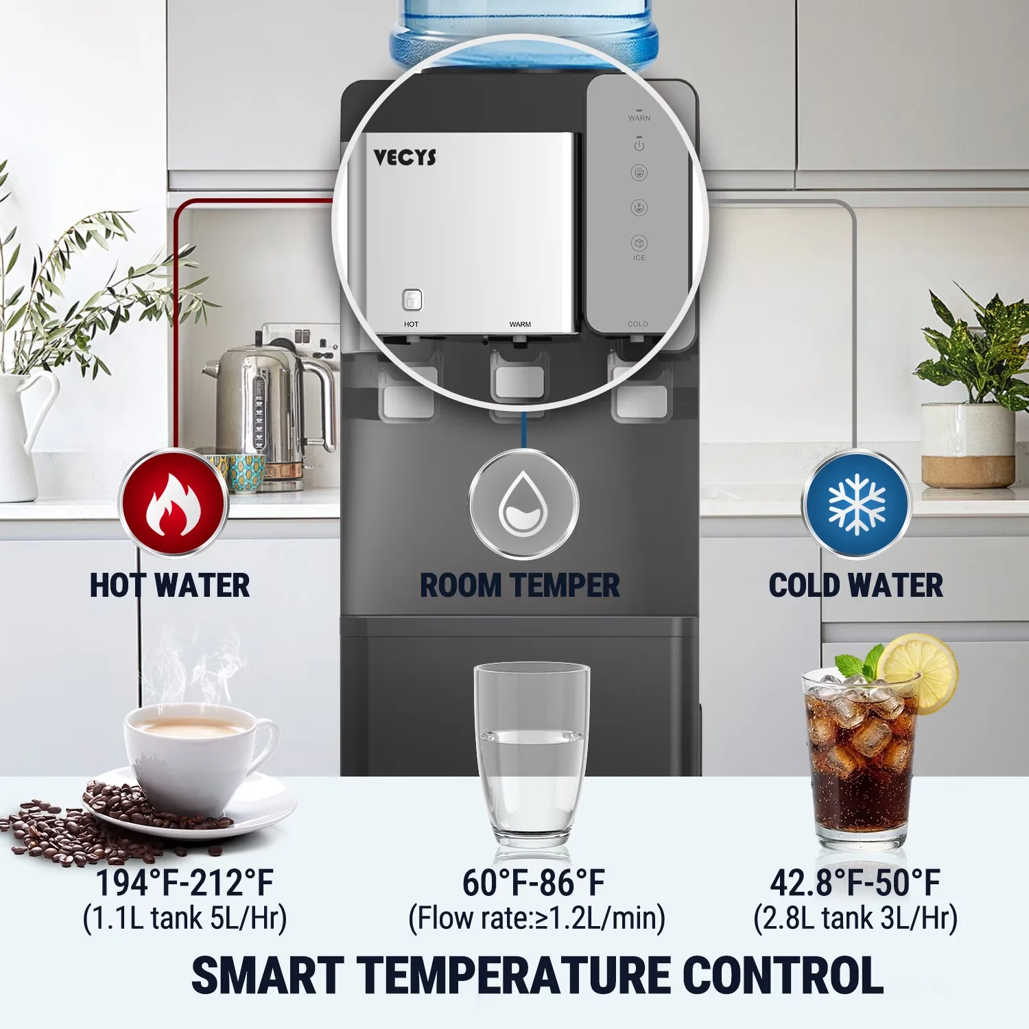 Premium Water Filtration with Leak Proof, Child Safely Lock, 3 5 gal Dispenser - Plastic Model 2E9DF8