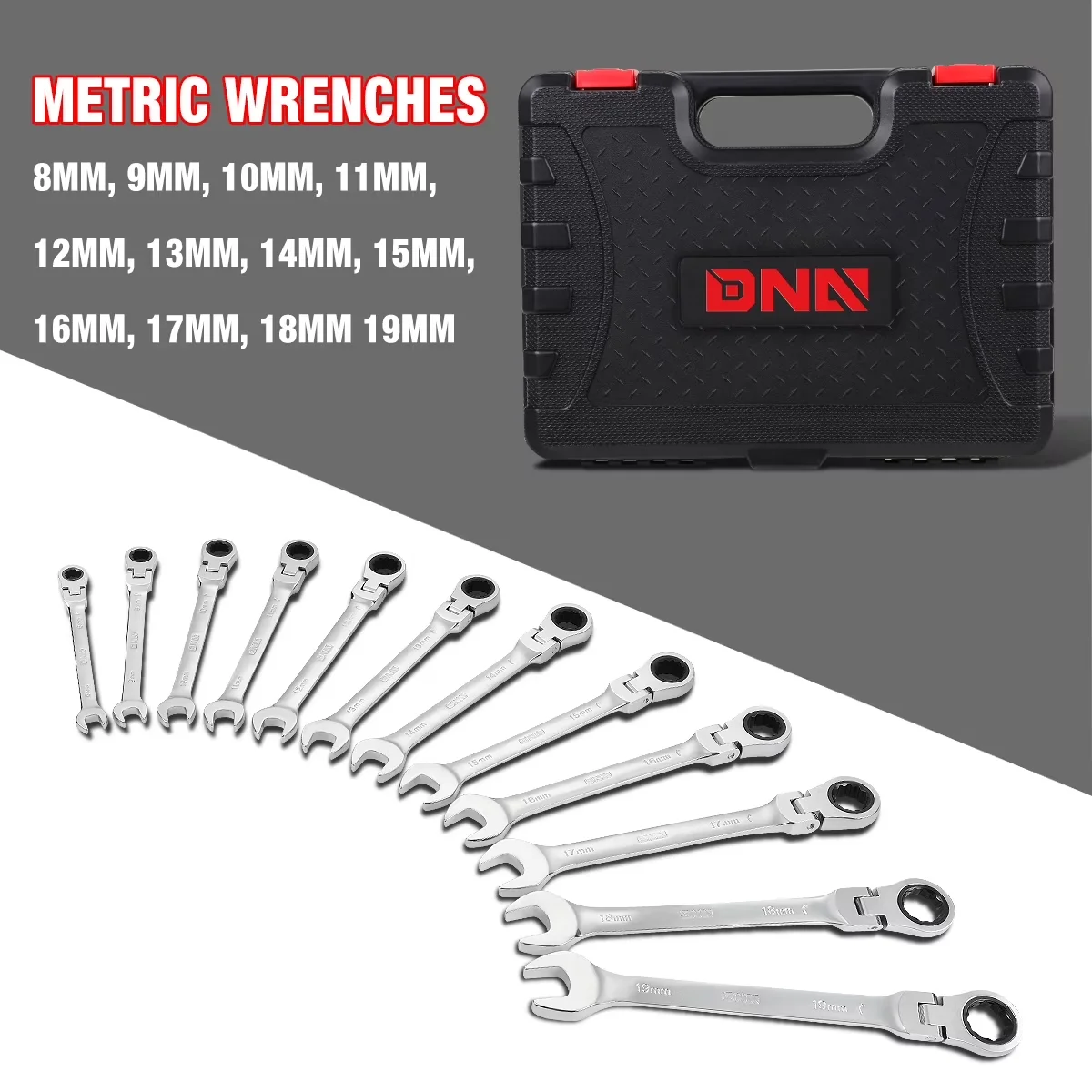 Professional Hand Tool Set with Adjustable, Chrome Vanadium Steel - Silver 12 ct Model D89B75