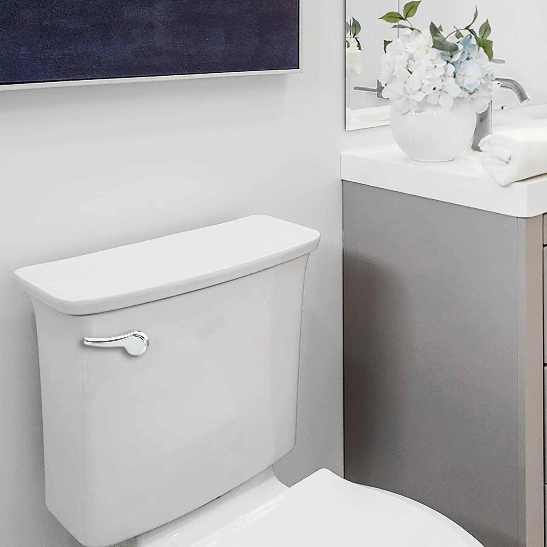 Professional Bathroom Renovation with Easy Installation, Toilet Handle - Silver Zinc, Plastic Model 092522