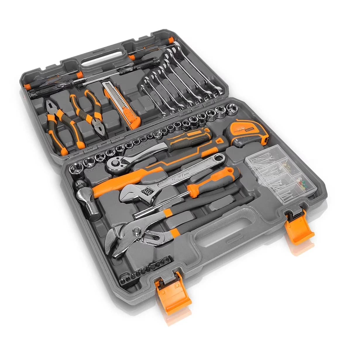 Hand Tool Set Essential with chrome vanadium steel, Storage Case - Orange Model 0BDA4A