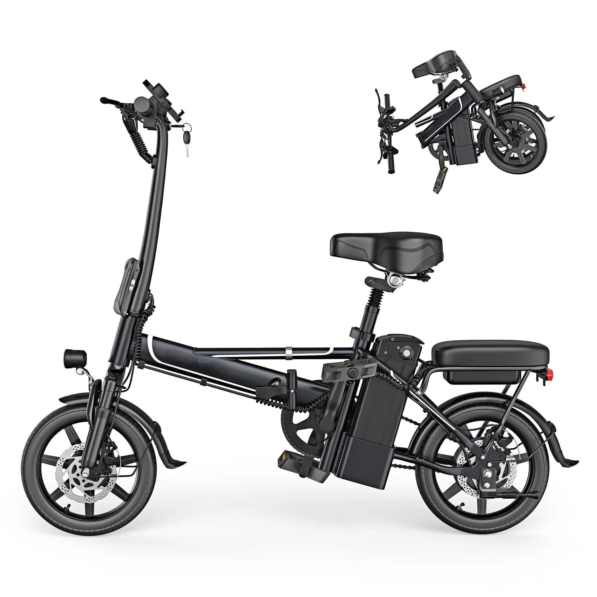 Essential Electric Bike with Battery, 500W, 48V - Black - Sleek Profile Model CFDC1A