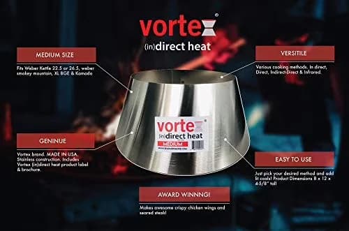 Quality Smoker with • ORIGINAL & AUTHENTIC, USA MADE!, • Medium Vortex BBQ accessory - Stainless Steel Silver Model F10E63