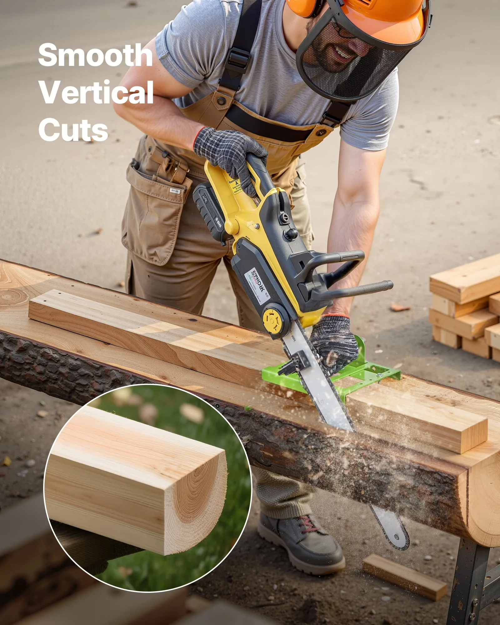 Modern Chainsaw with Portable Timber Attachment, Mill, Adjustable 2-6 in Width - Green Model C8306C