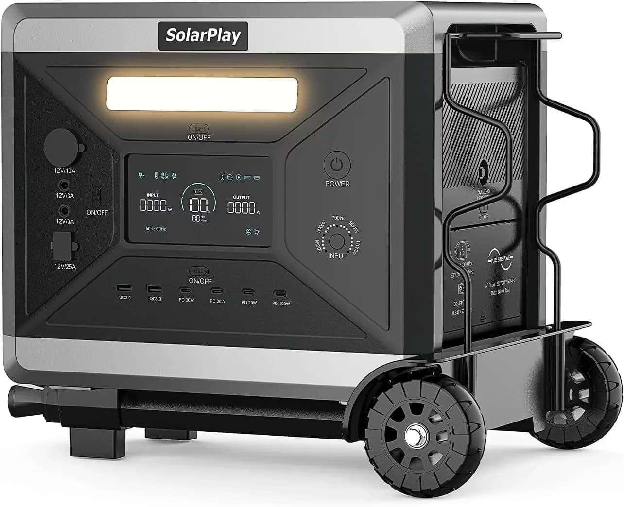 Professional Generator with 2400W, Usb Port, Foldable Cart - Black for Home, Outdoor Model 7B25C0