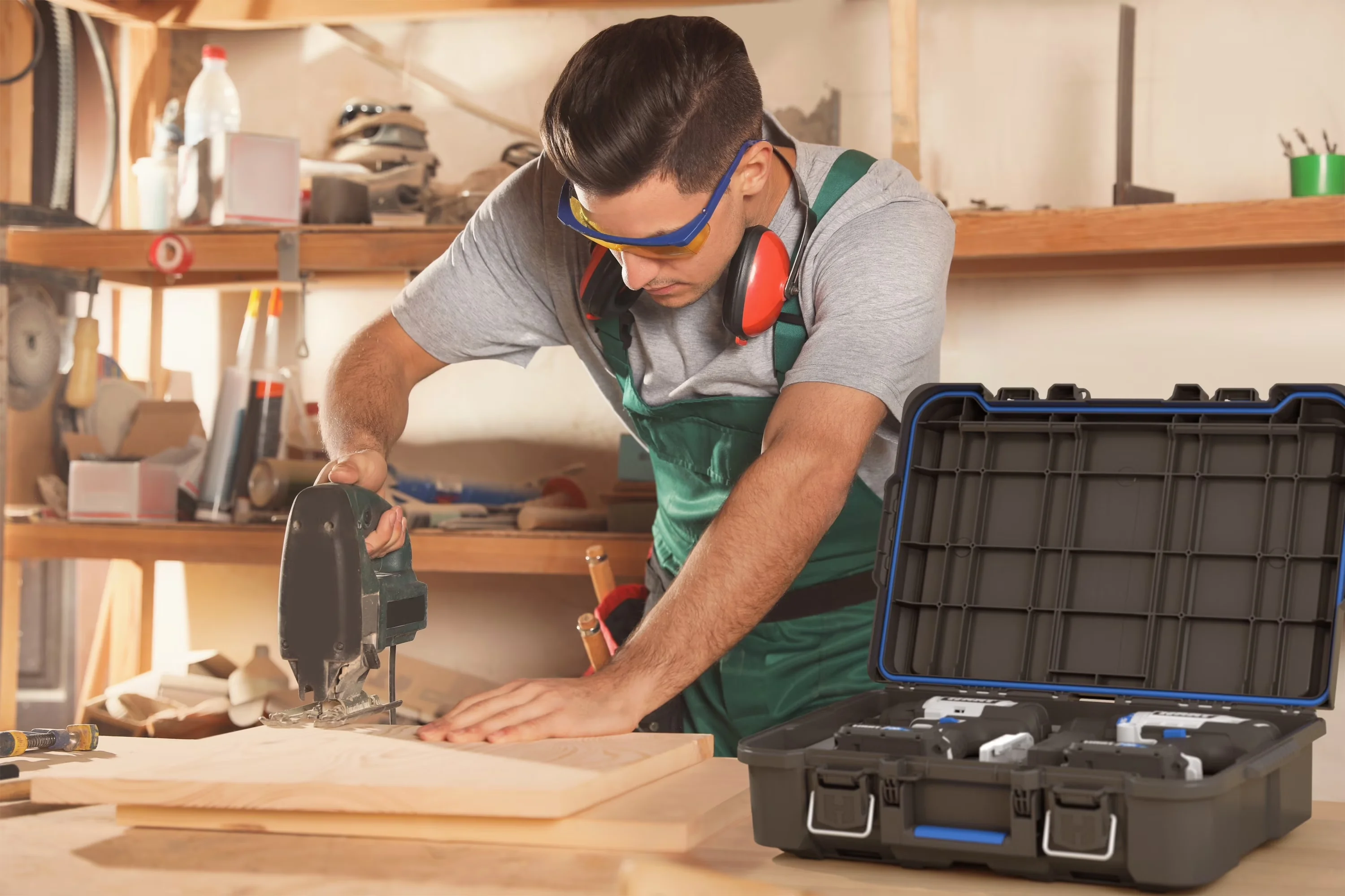 Modern Toolstorage with Stack System Tool Box, Small Blue Organizer & Dividers - Plastic Model 7CA285
