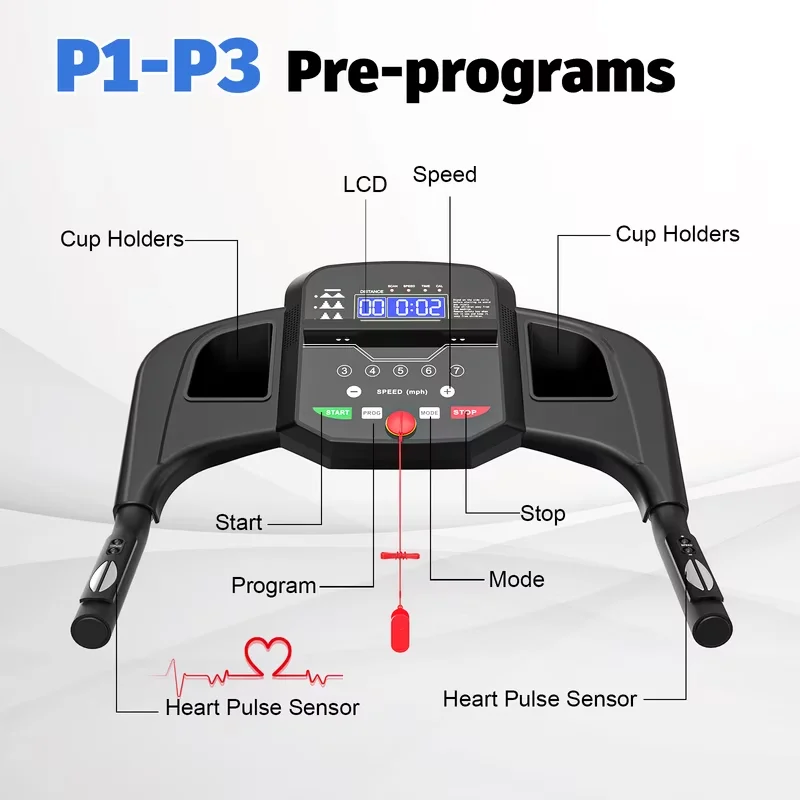 Home Gym Efficient with Foldable, Folding Treadmill, Compact Running Machine - Steel Alloy for Home Model 82C628