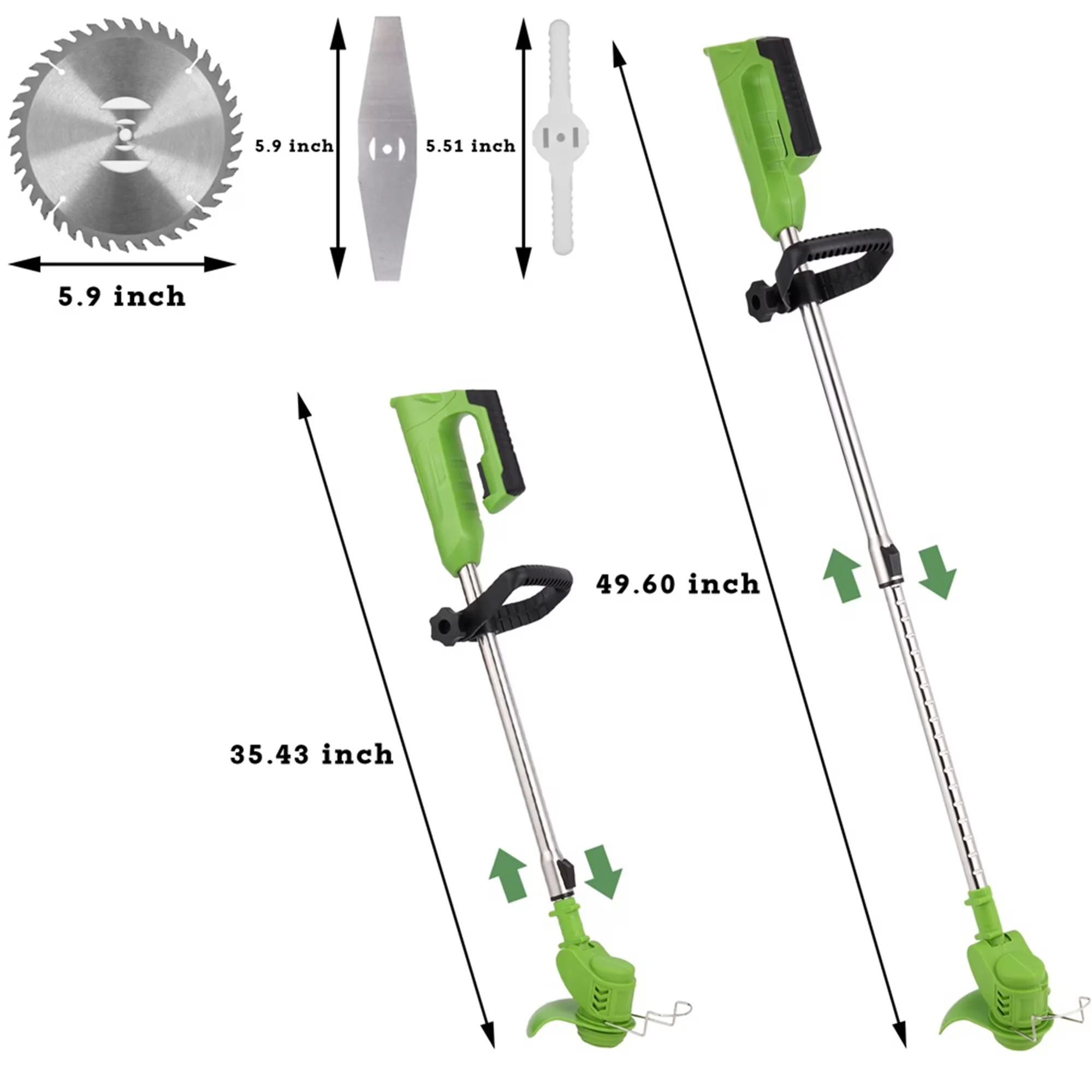 Sleek String Trimmer with Battery, 24V, Extendable - Green for Everyday Use Model 0EC386