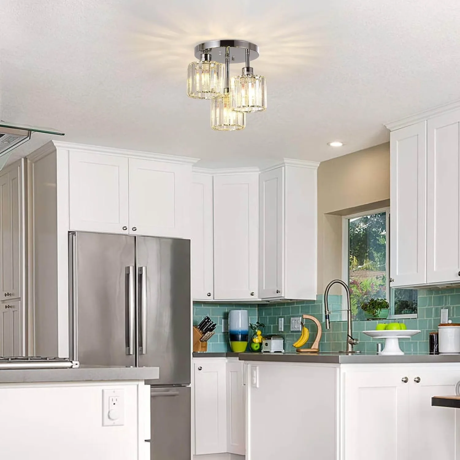 Versatile Table Lamp with LED, Modern, Dimmable - Crystal Silver for Kitchen, Bedroom Model B7C825