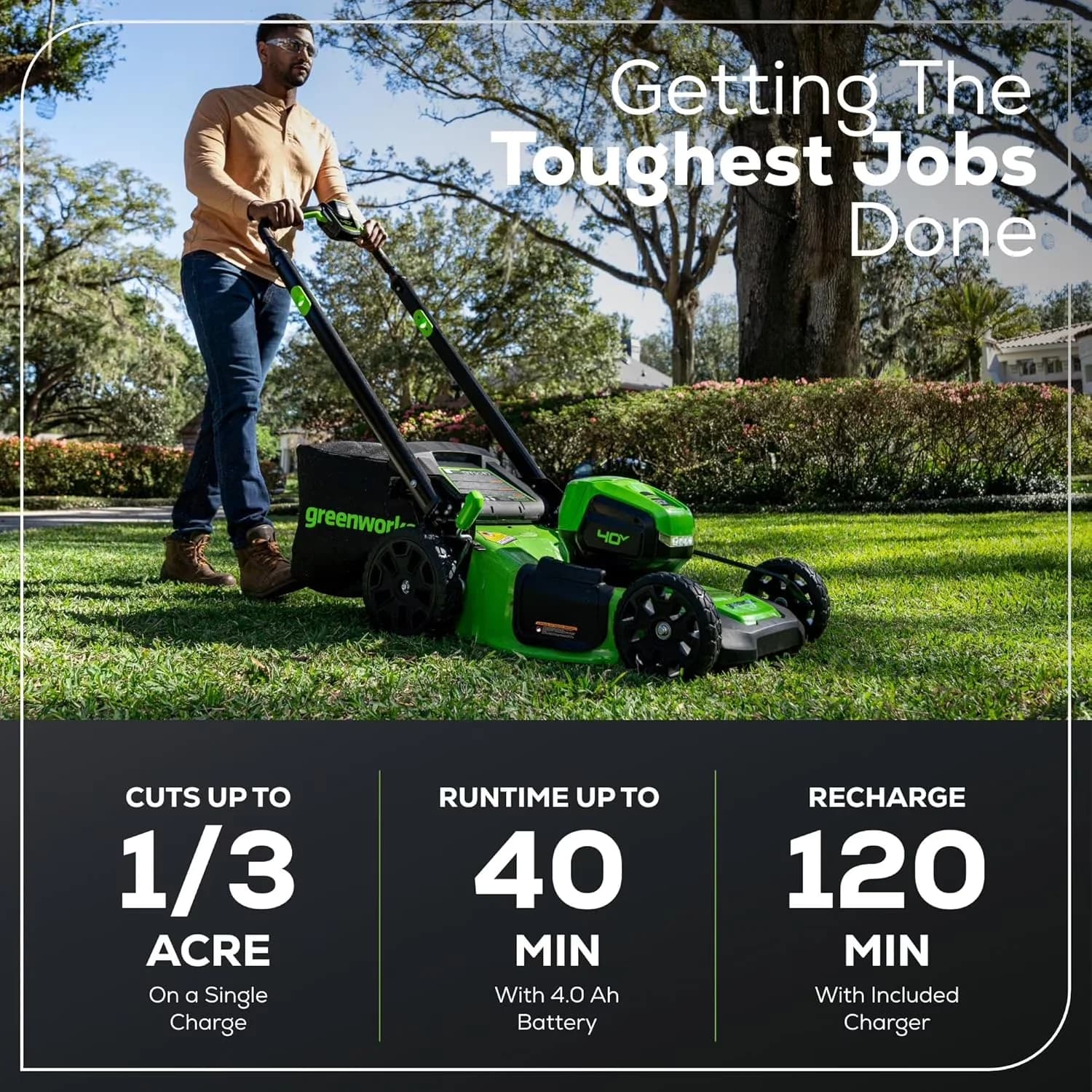 Push Mower Quality with Battery, 40V, 40V 20" Brushless - Green - Low Maintenance Model DFDEFC