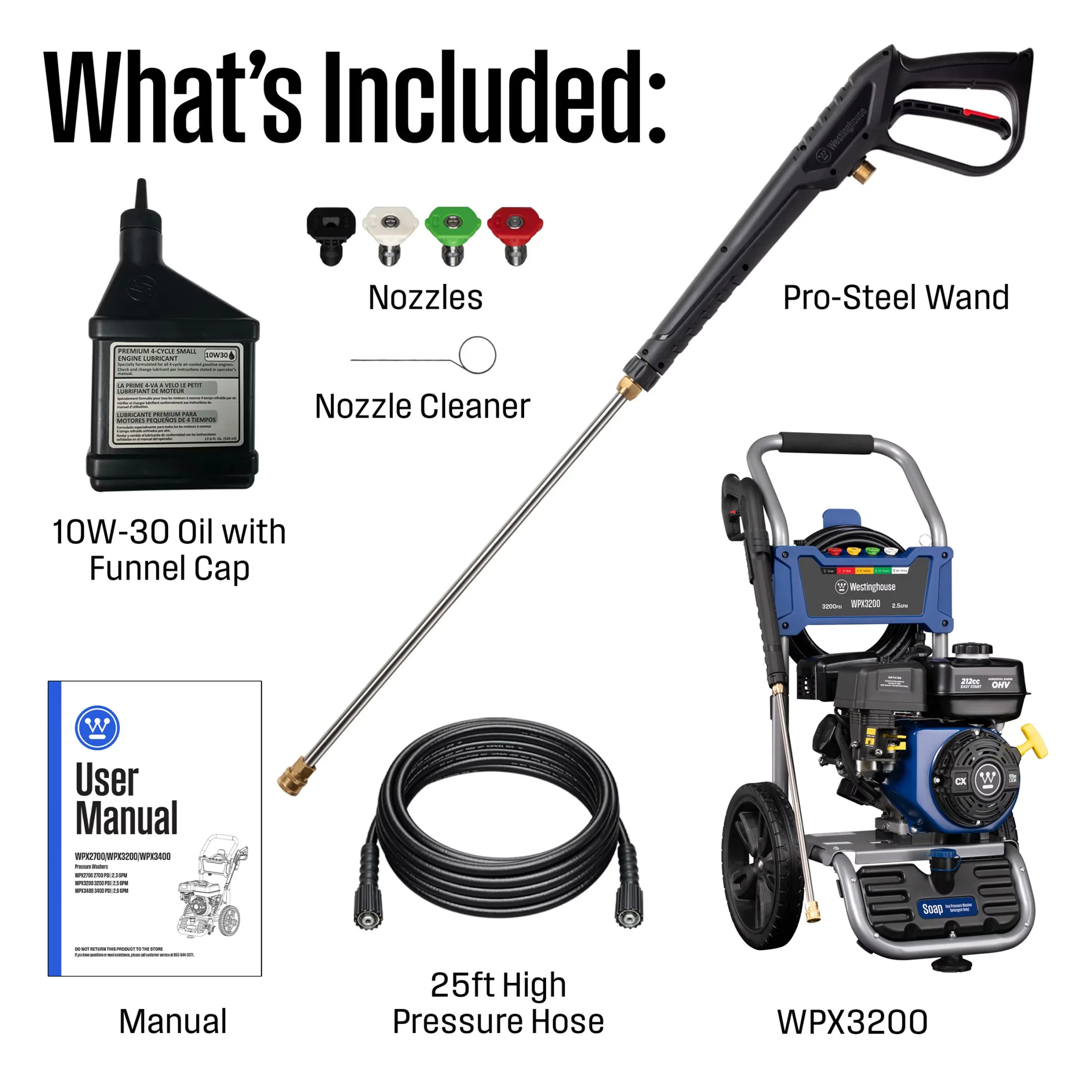 Professional Pressure Washer with Quick Connect Tips, 2.5-GPM Gas, 3200-PSI - Model 8F0C51