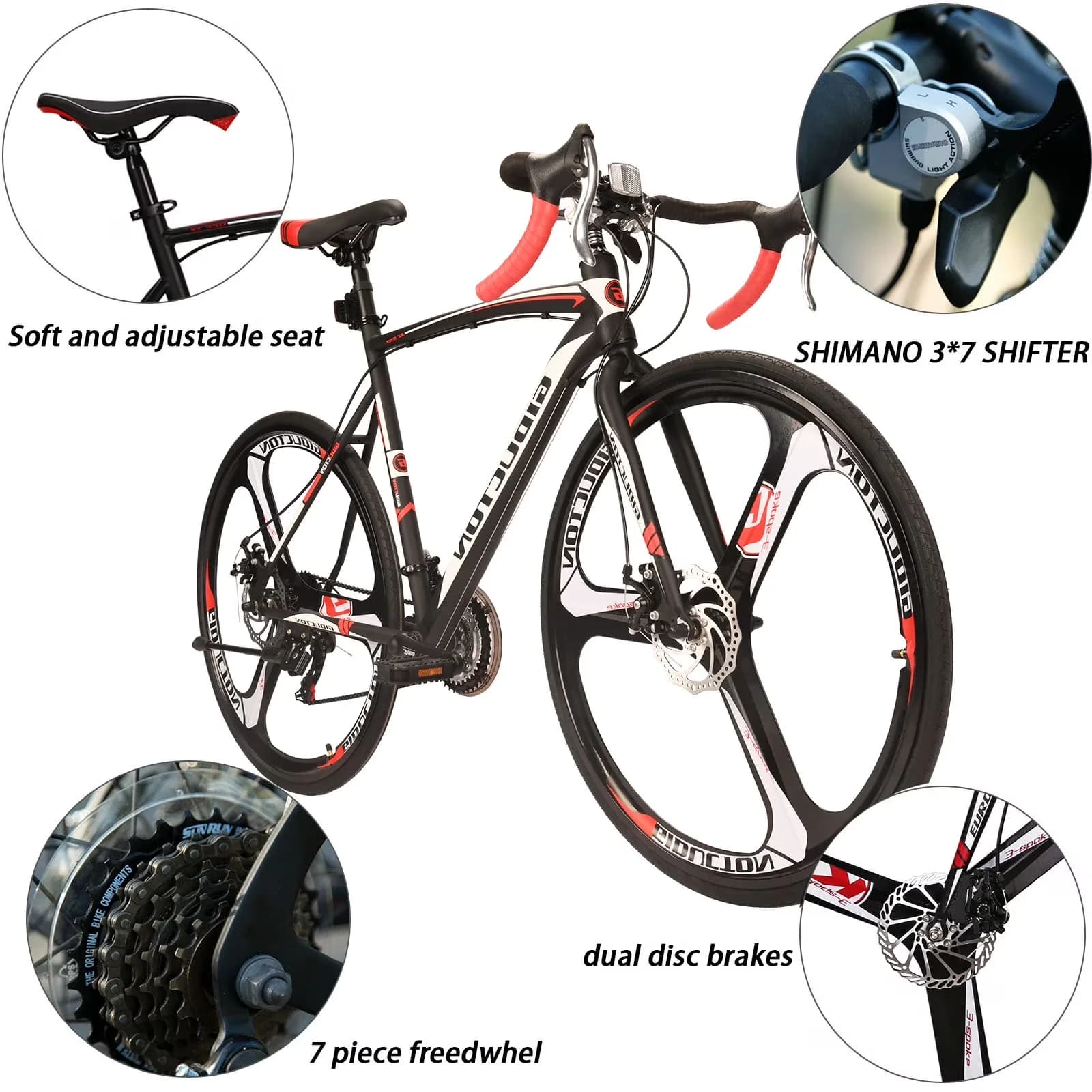 Professional Road Bike with Lightweight, XC550 21 Speed 700C - Red - Long-Lasting Performance Model 9EB054