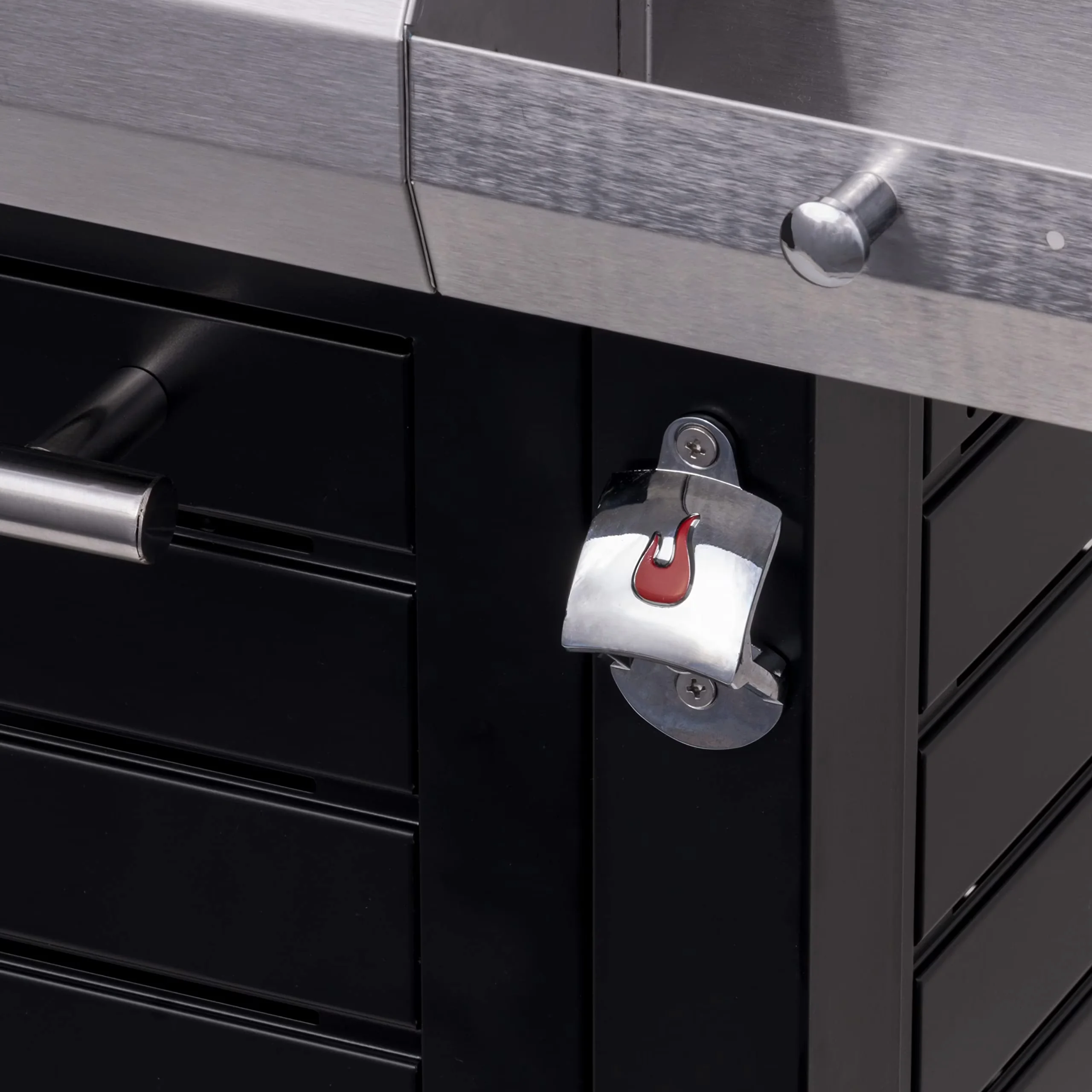 Flat Top Grill Sleek with Enclosed Cabinet, Grease Pan, Tool Holder - Heavy Duty Steel Silver Model 083942