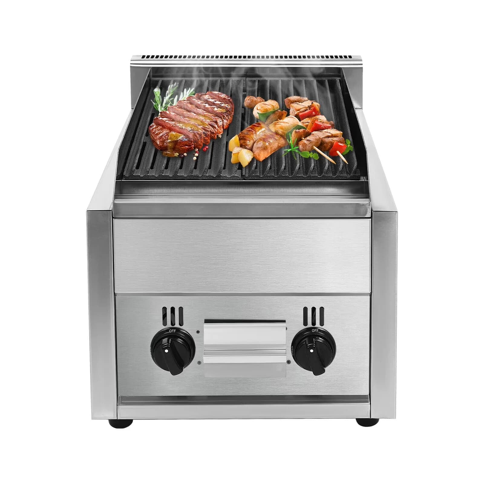 Gas Grill Reliable with Rust Resistant - Cast Iron Silver Radiant - Traditional Style Model 3F877C
