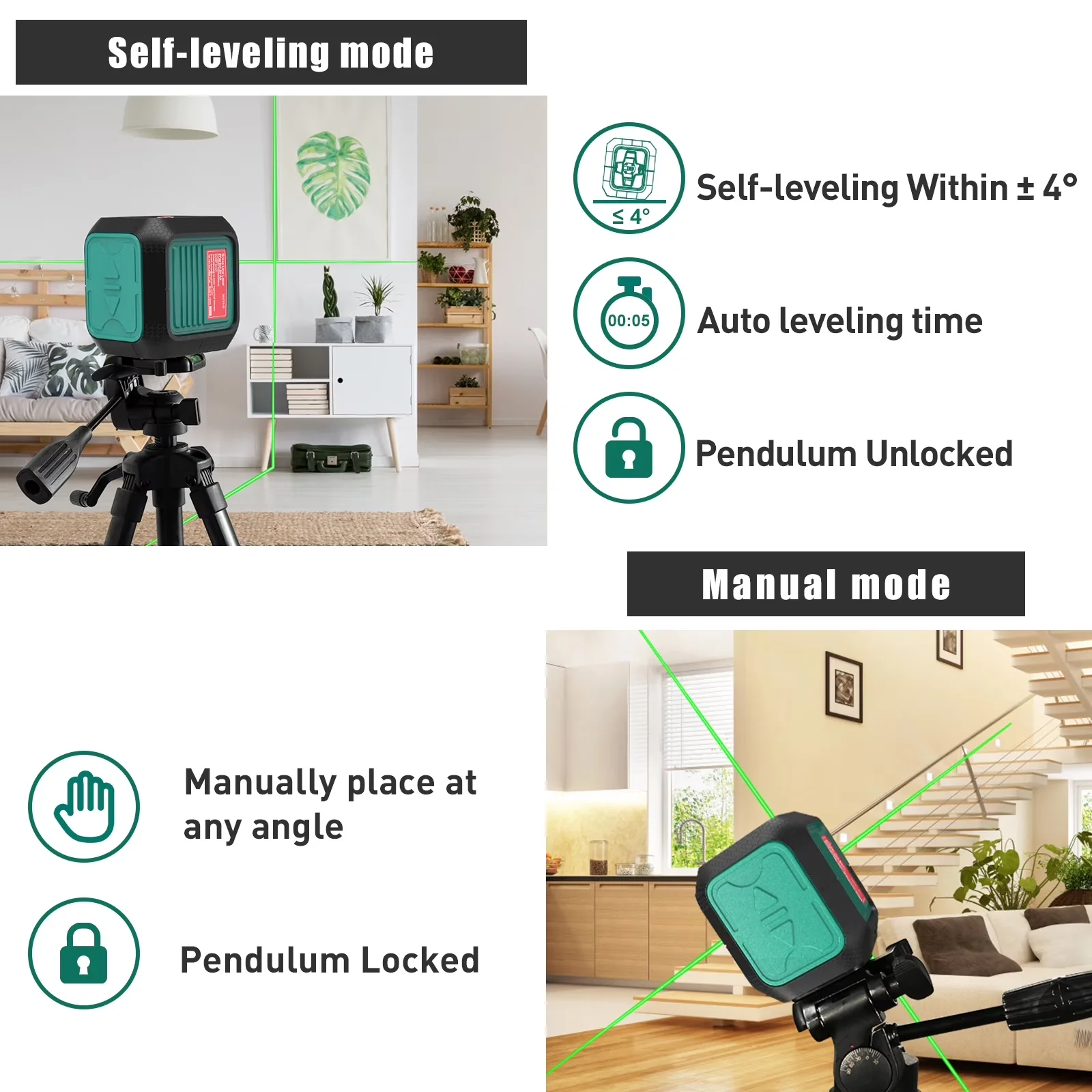 Measuring Layout Sleek with Battery, Magnetic - Metal, Rubber, Plastic Green for Home Model F19265