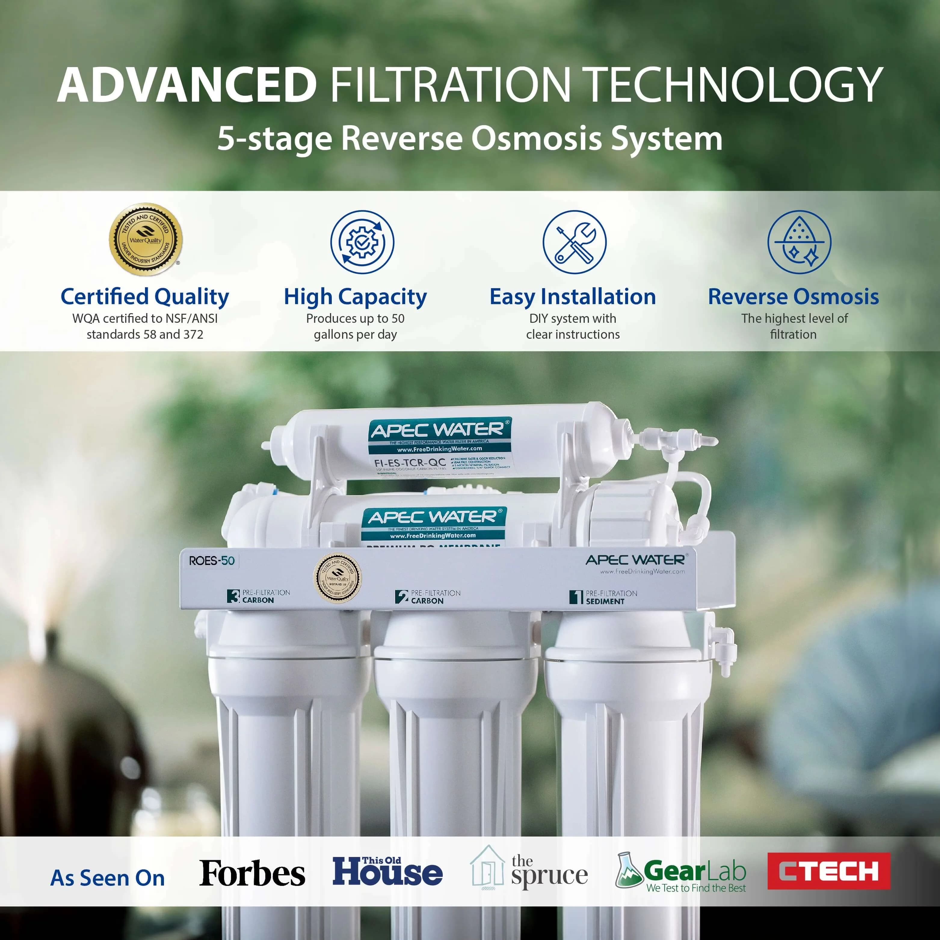 Essential Water Filtration with Removes 99% Contaminants, 50 GPD - White Model 47EFE2
