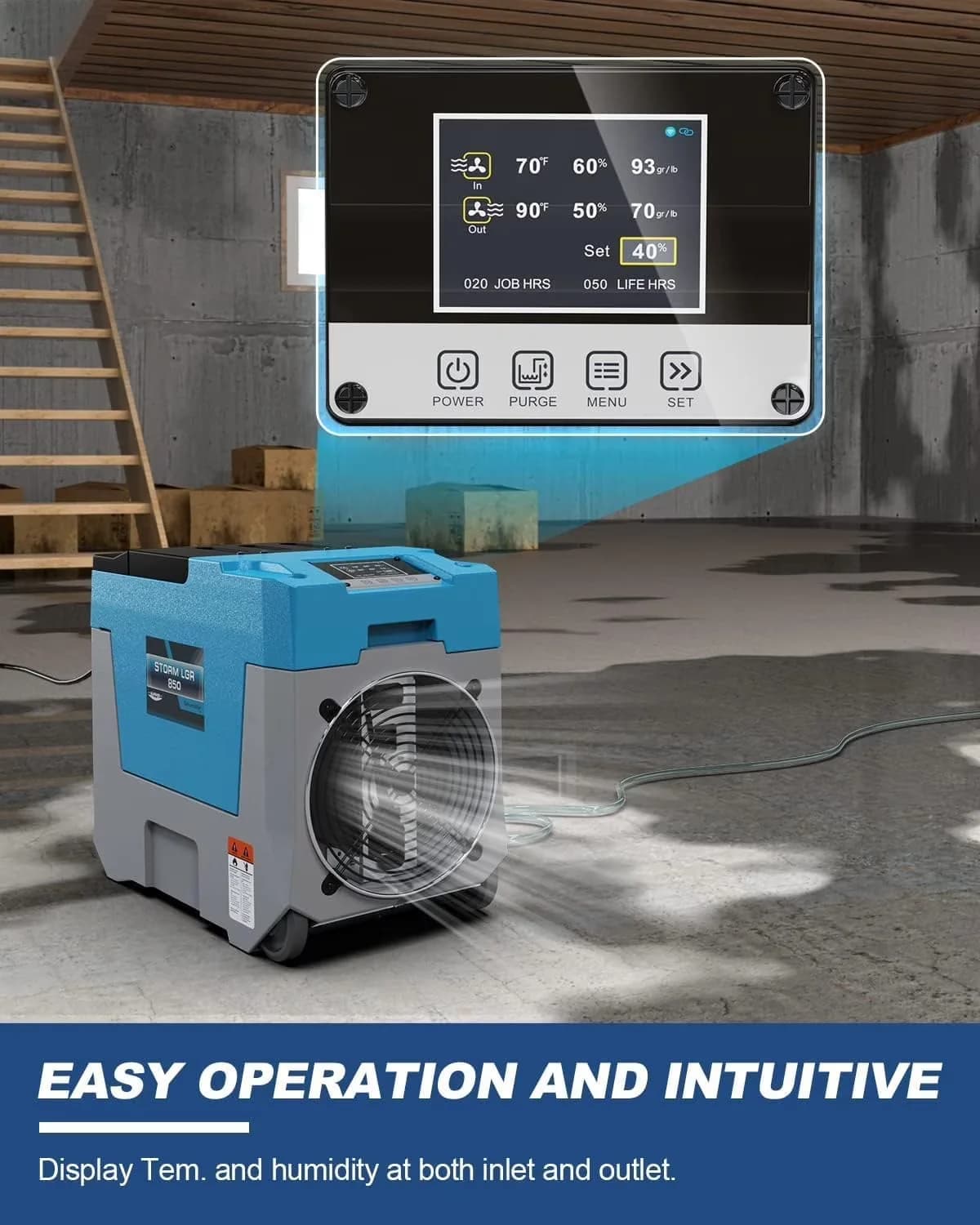 Dehumidifier Efficient with Automatic Shut-Off, Built-In Pump, 180 PPD LGR Commercial - Blue Model CB3B5F