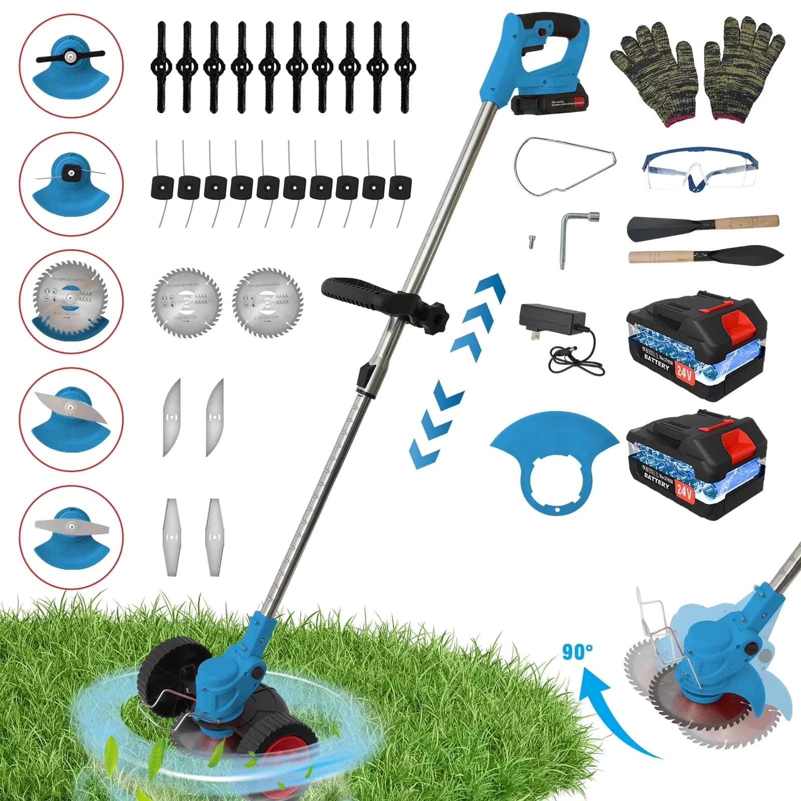 Compact String Trimmer with Battery, 24V - Blue for Home 24V - Standard Series Model 47E9E5