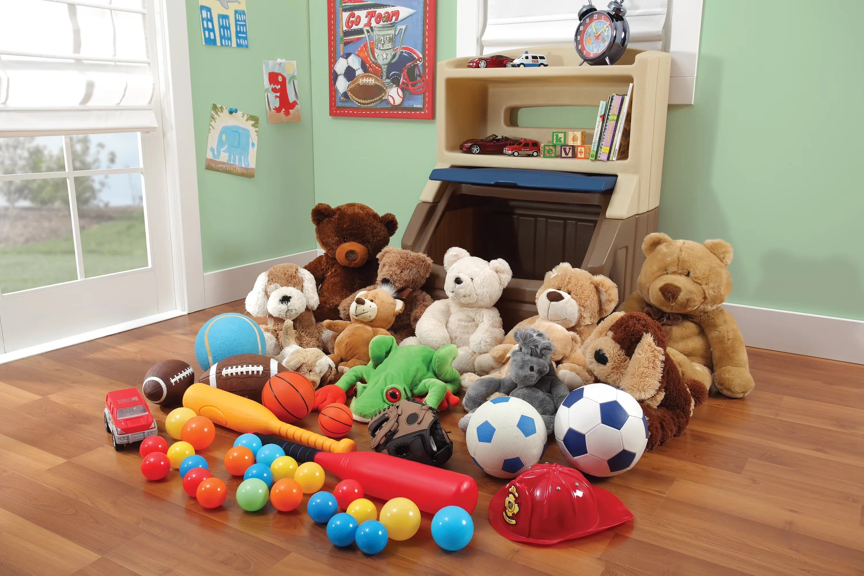Compact Garage Storage Supply with Scratch-Resistant, Toy box, Bookcase and Storage Bin - Multicolor Plastic Model 768D00