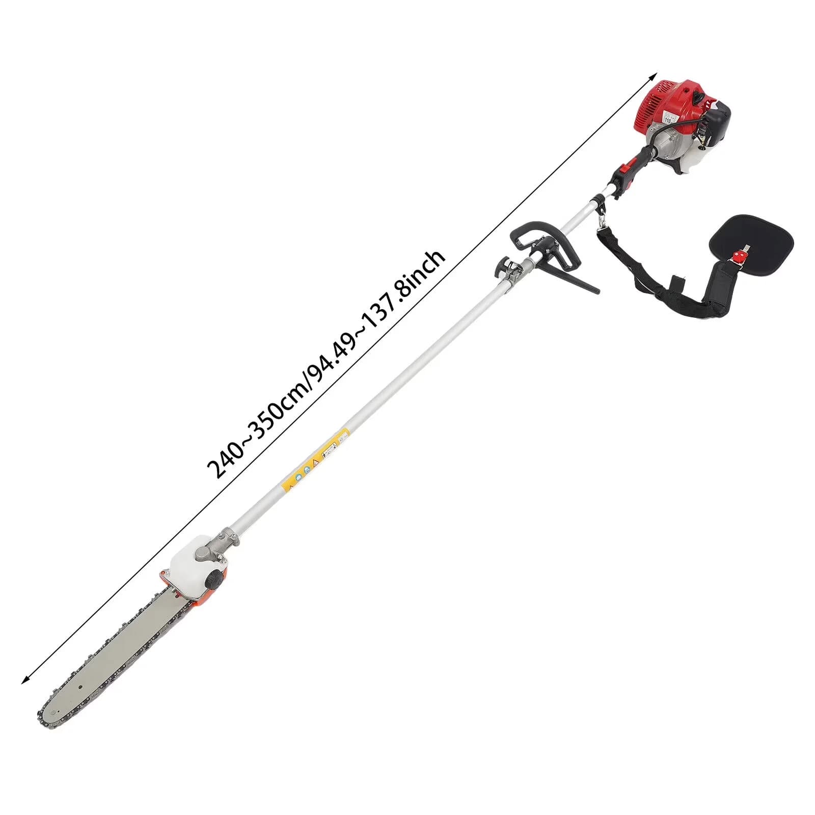 Compact Pole Saw with 1250W, Telescoping, 1.7HP/6500-8500rpm - Red - Low Maintenance Model 65956B
