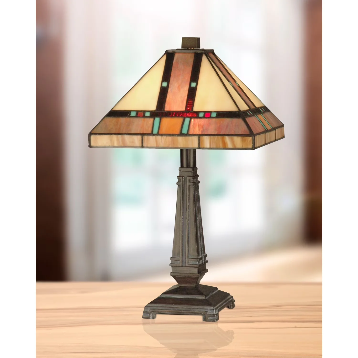 Classic Table Lamp with Incandescent, Energy Efficient, Standard Lamps - Metal Brown Model 07A12E