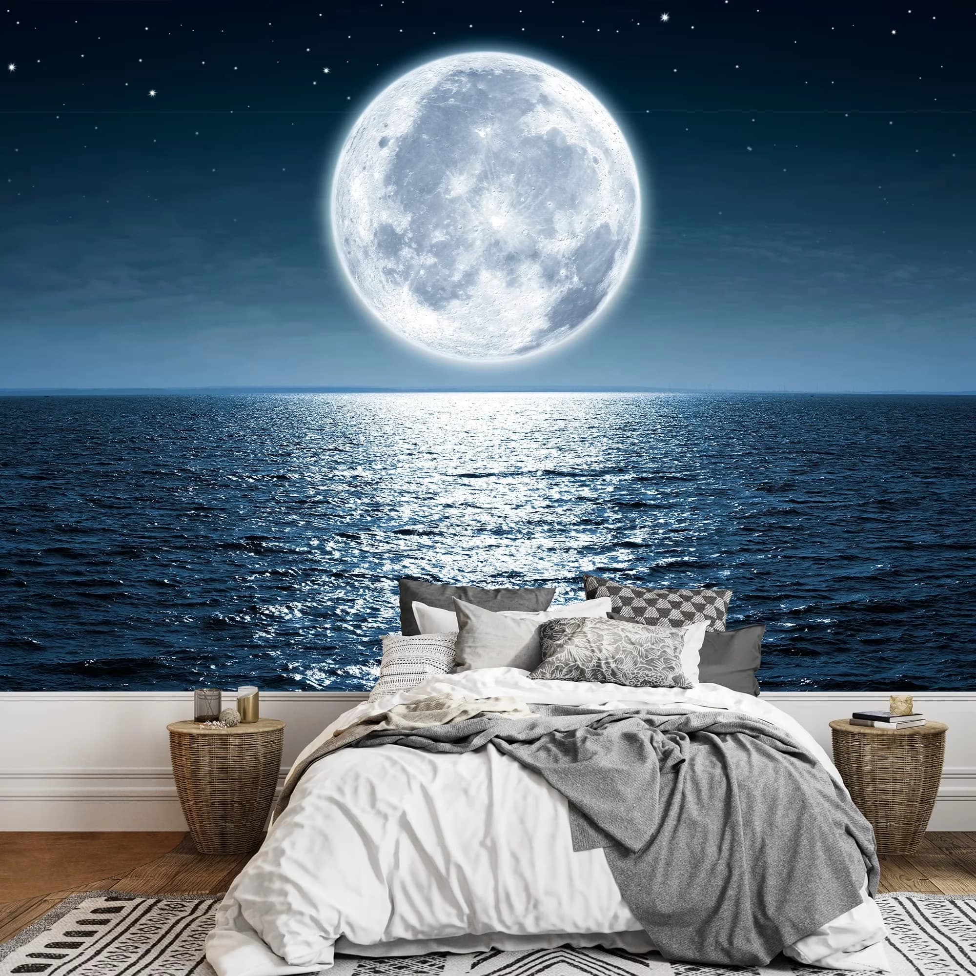 Wallpaper Wall Decals Wall Covering Versatile with Removable, Copy Space, Removable Mural | Self-Adhesive Large - Wall Mural Blue Model 59E18D